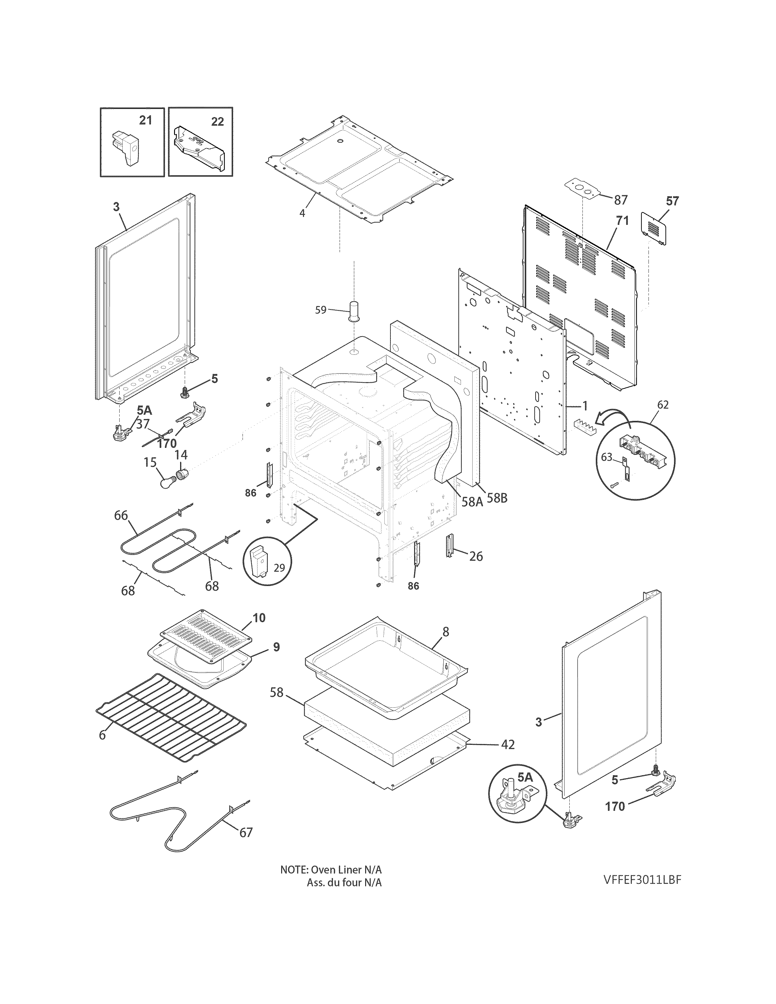 Frigidaire FFEF3011LBG body diagram