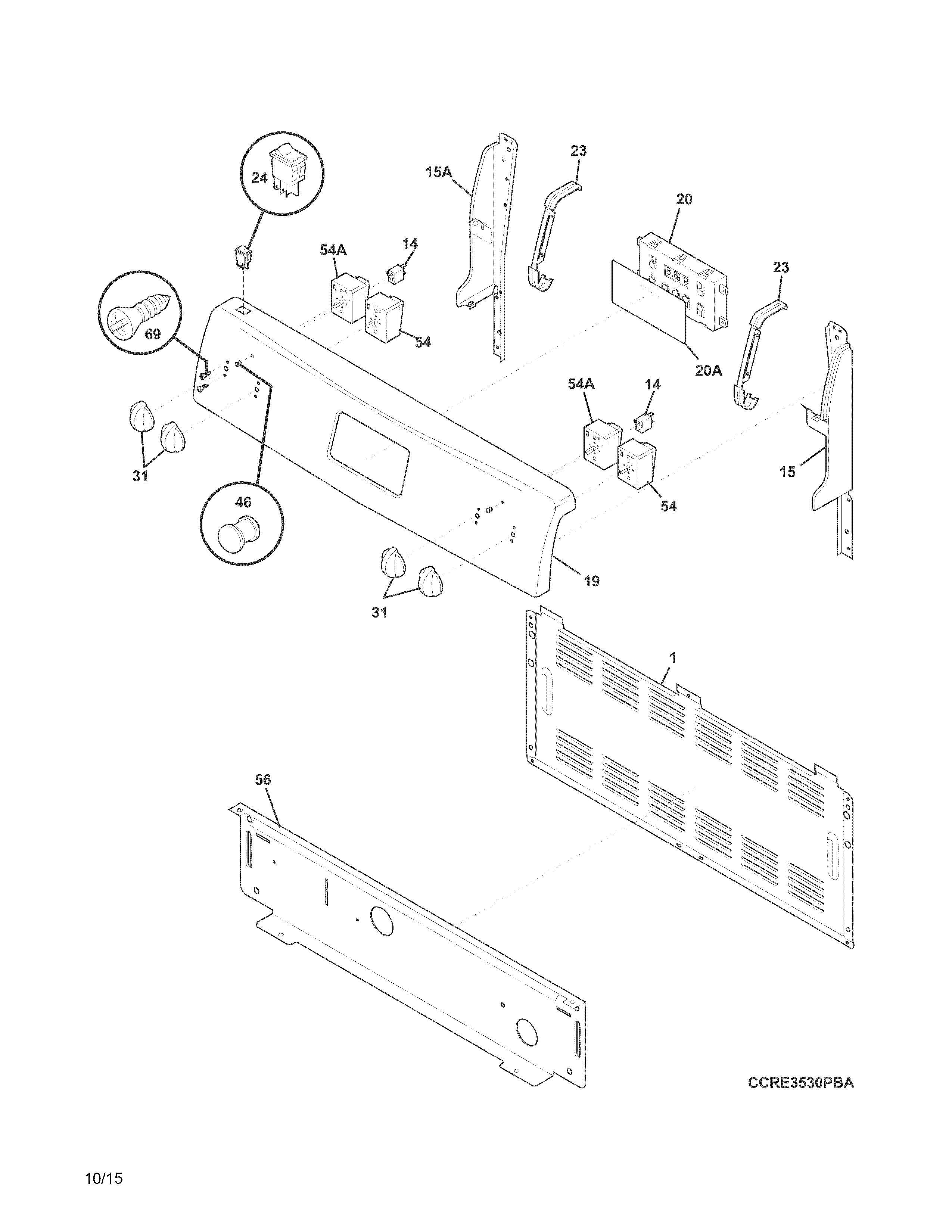 Crosley CRE3530PWC backguard diagram