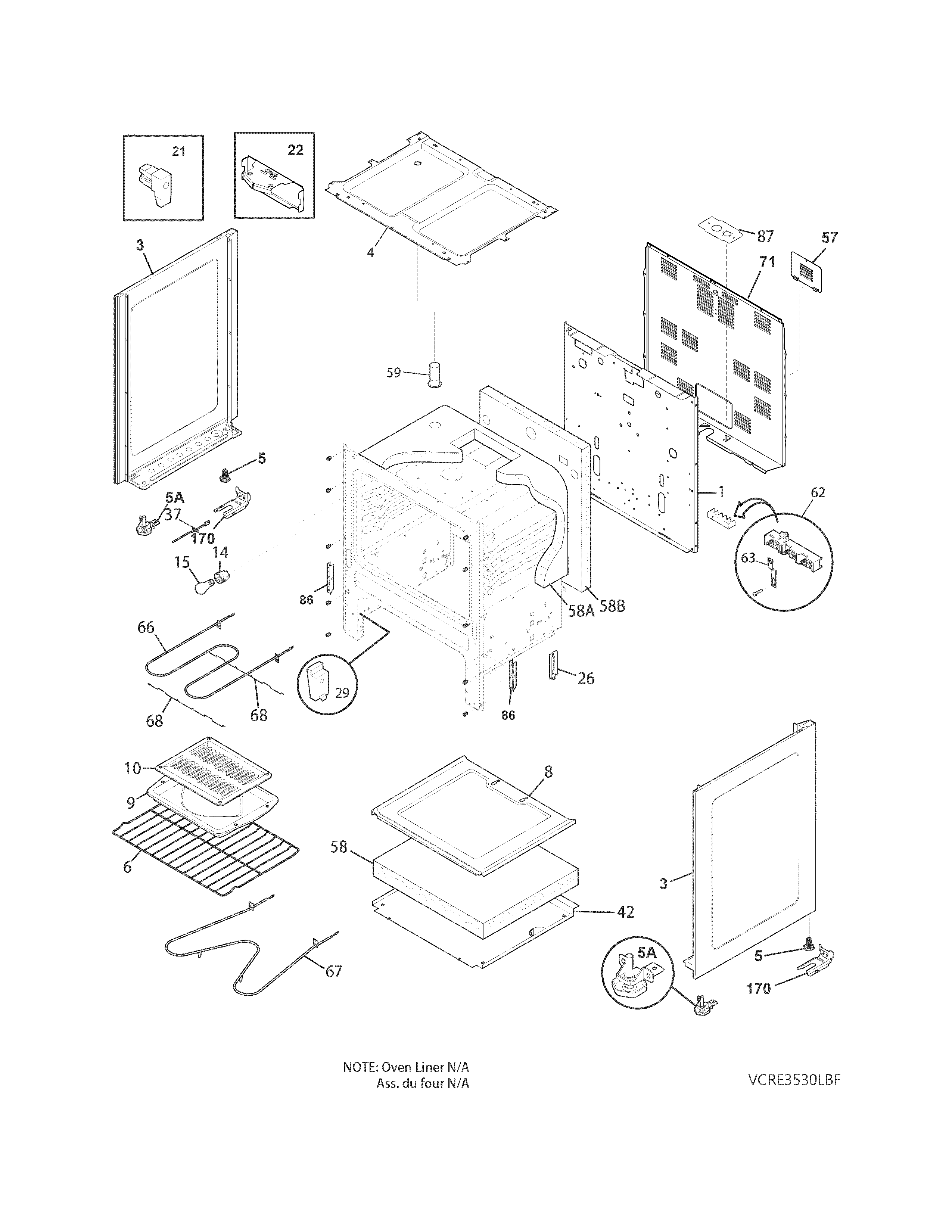 Crosley CRE3530PWC body diagram