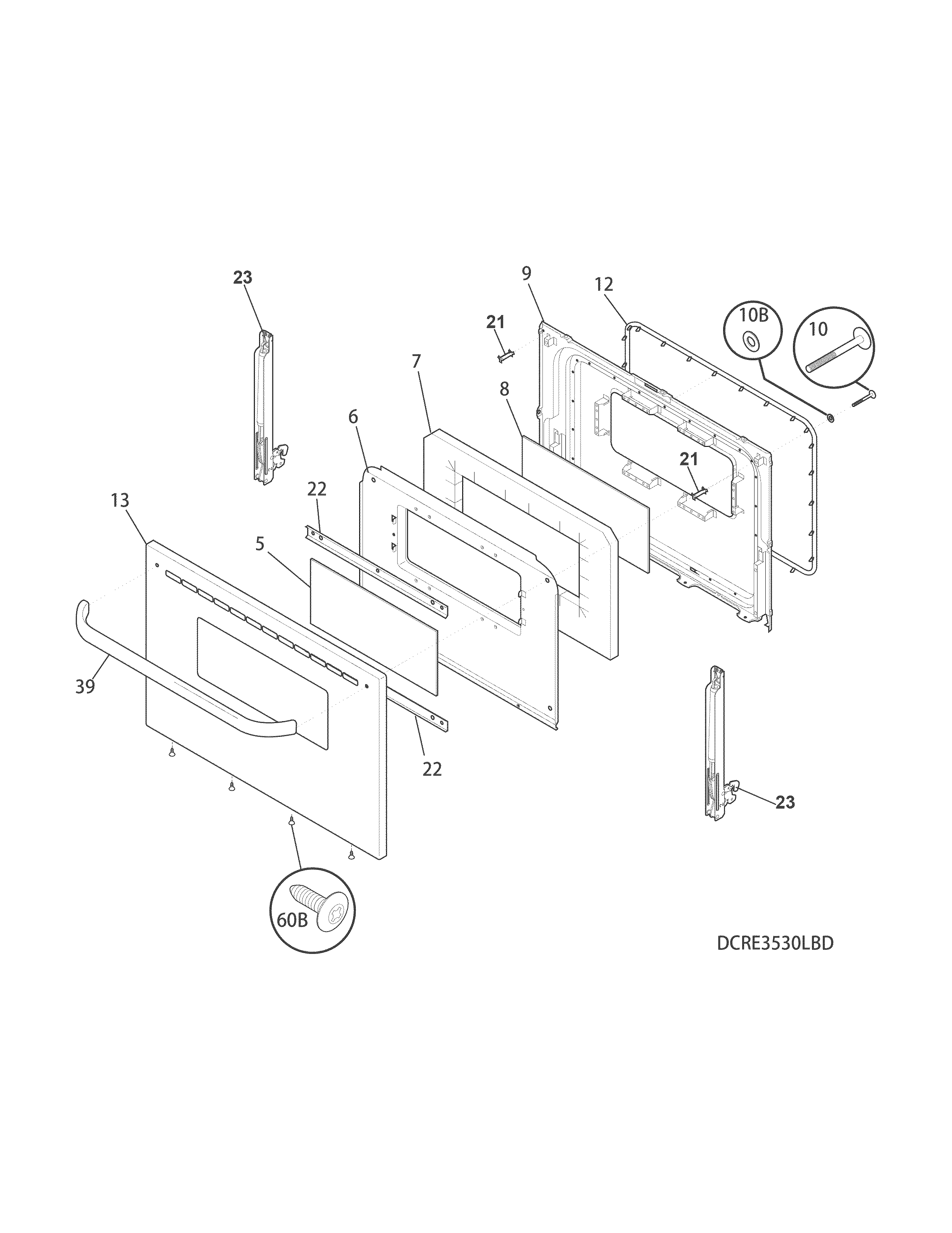 Crosley CRE3530PWC door diagram