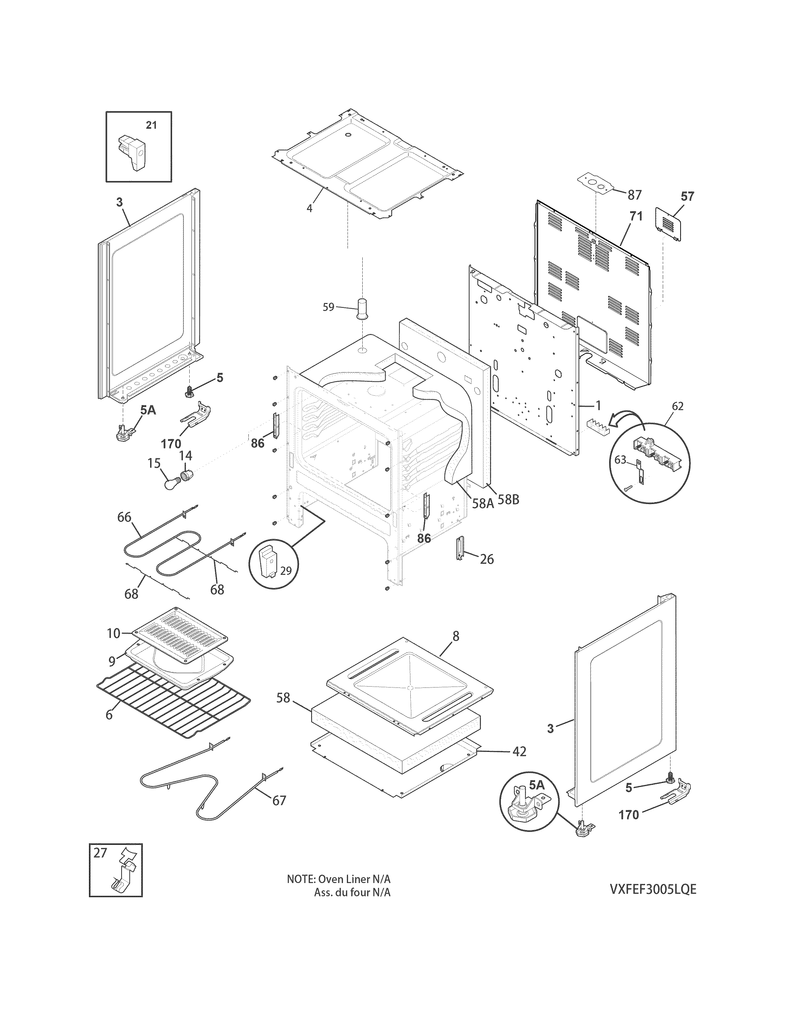 Frigidaire FFEF3005MQE body diagram
