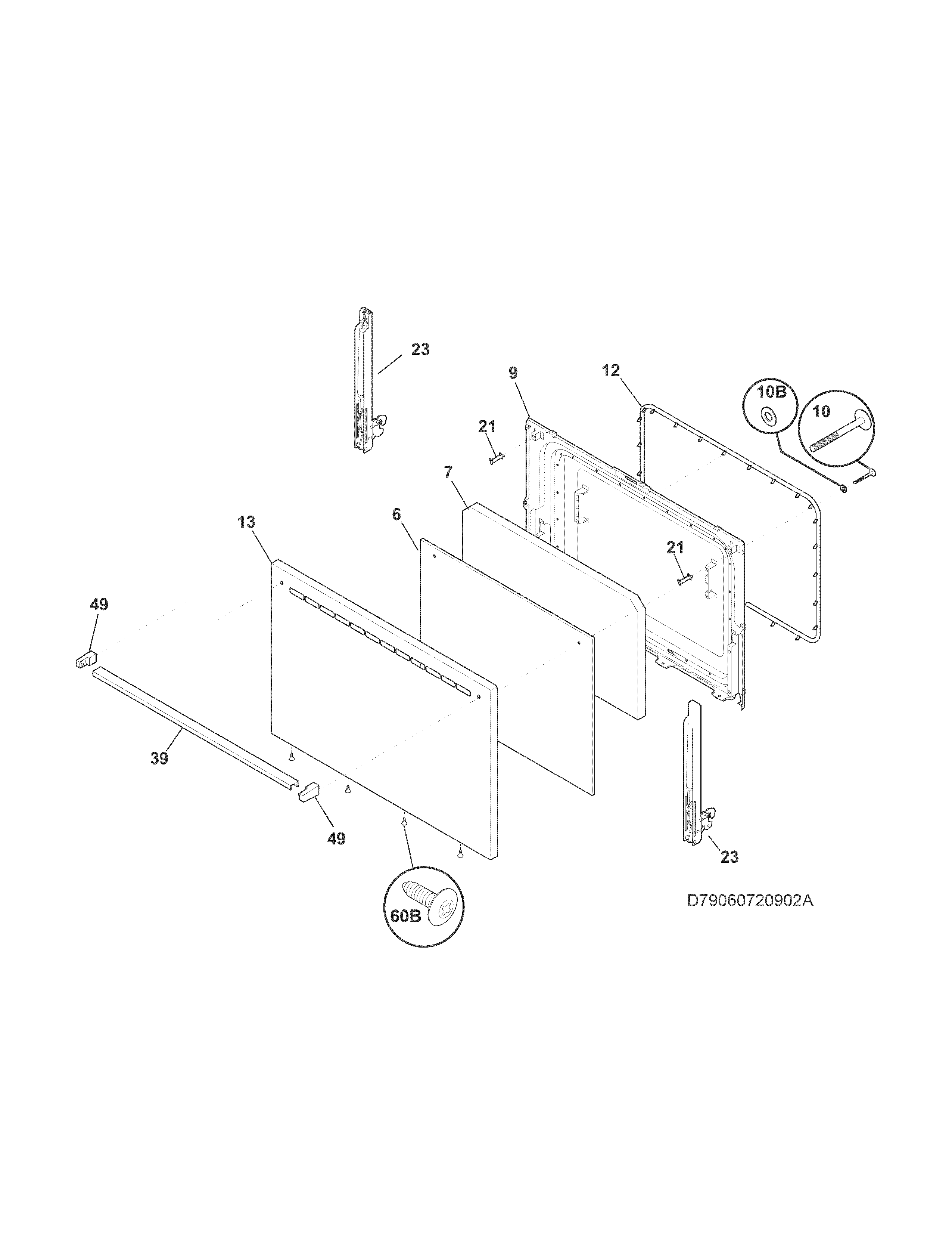 Kenmore 79073032313 door diagram