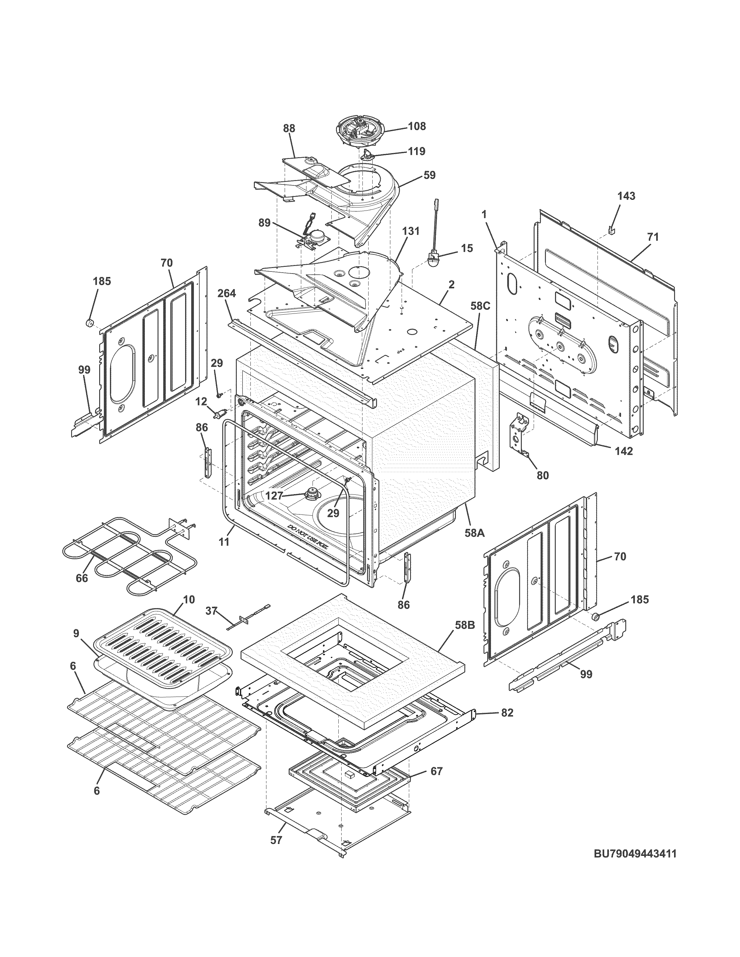 Kenmore 79049443411 upper oven diagram