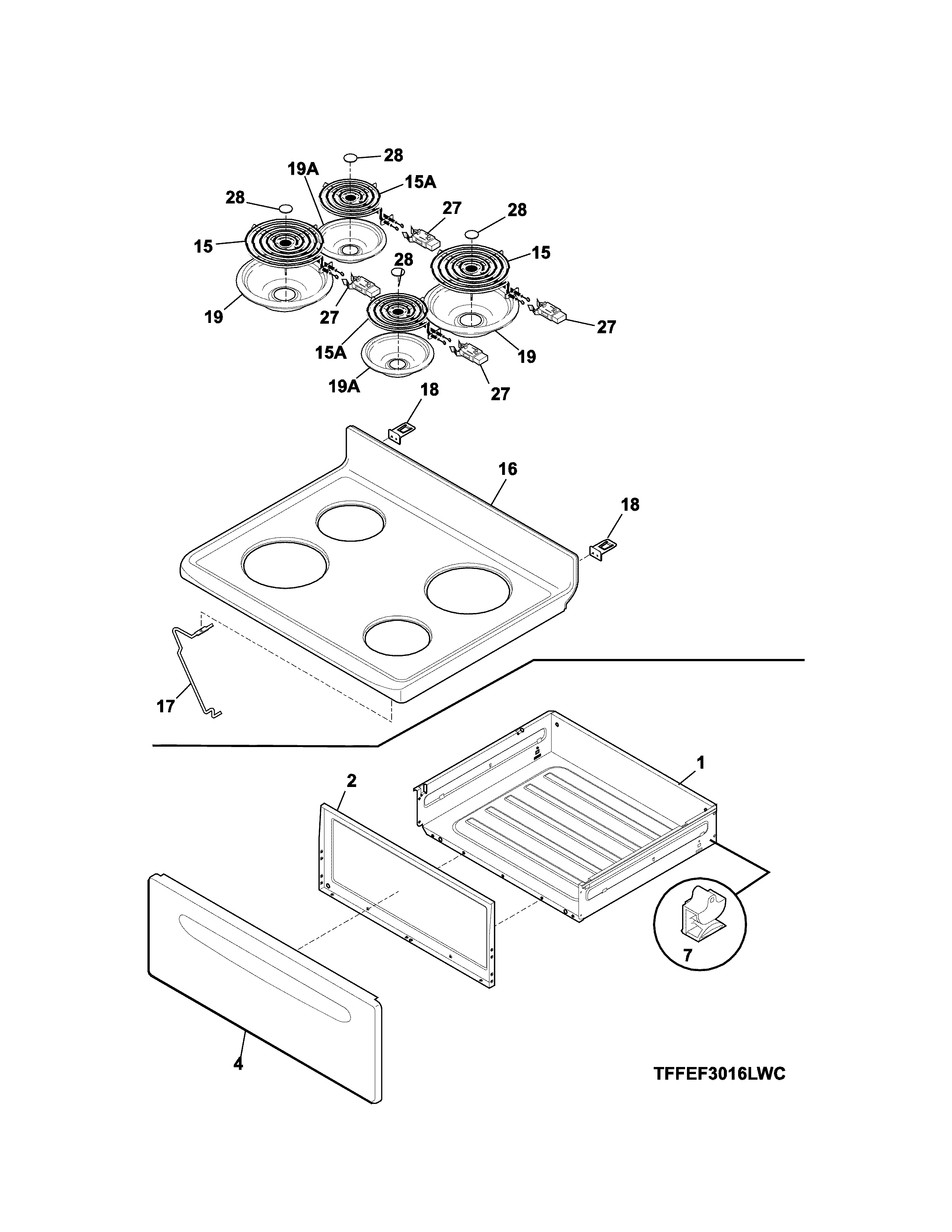 Kenmore 79093009312 top/drawer diagram