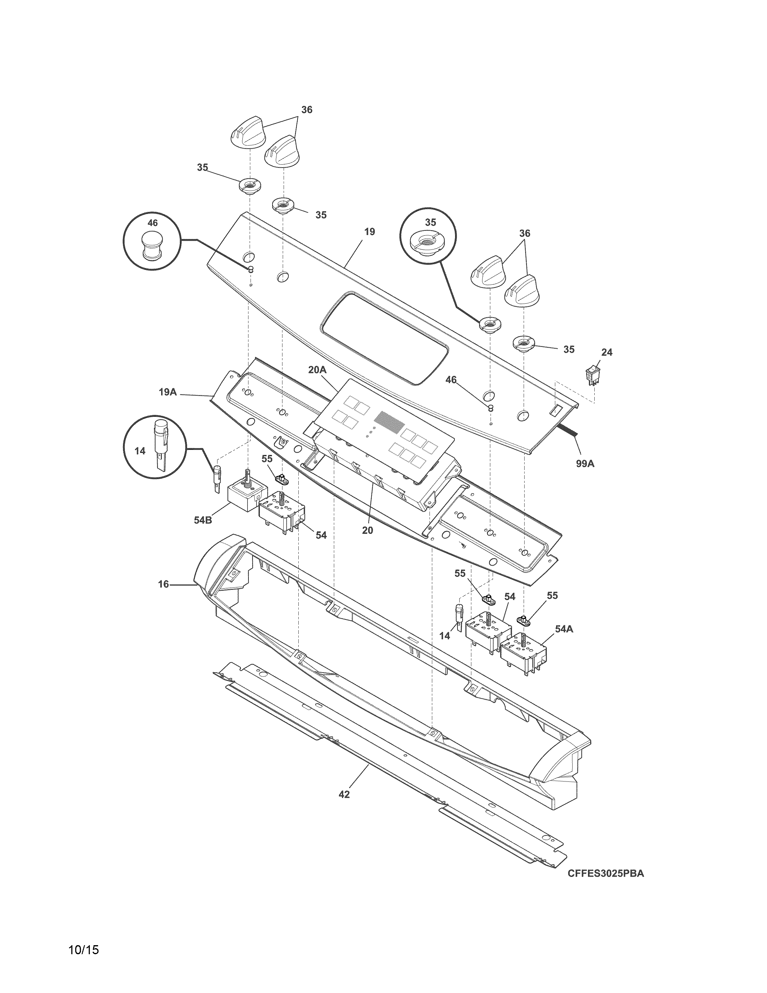 Frigidaire CFES3025PBE backguard diagram