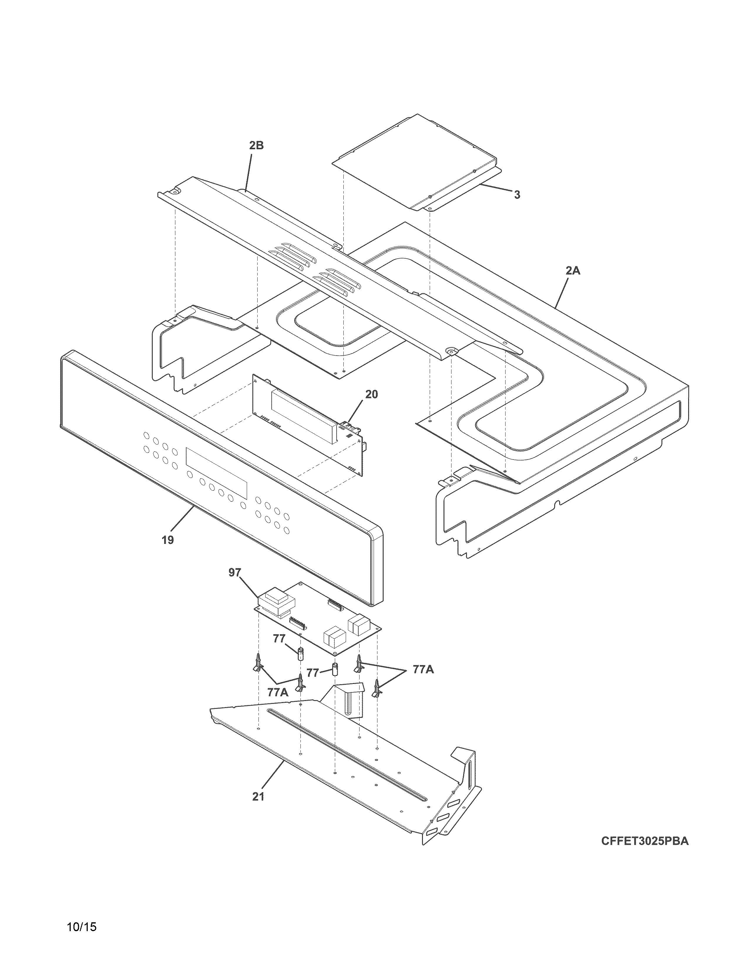 Frigidaire FFET3025PBD control panel diagram