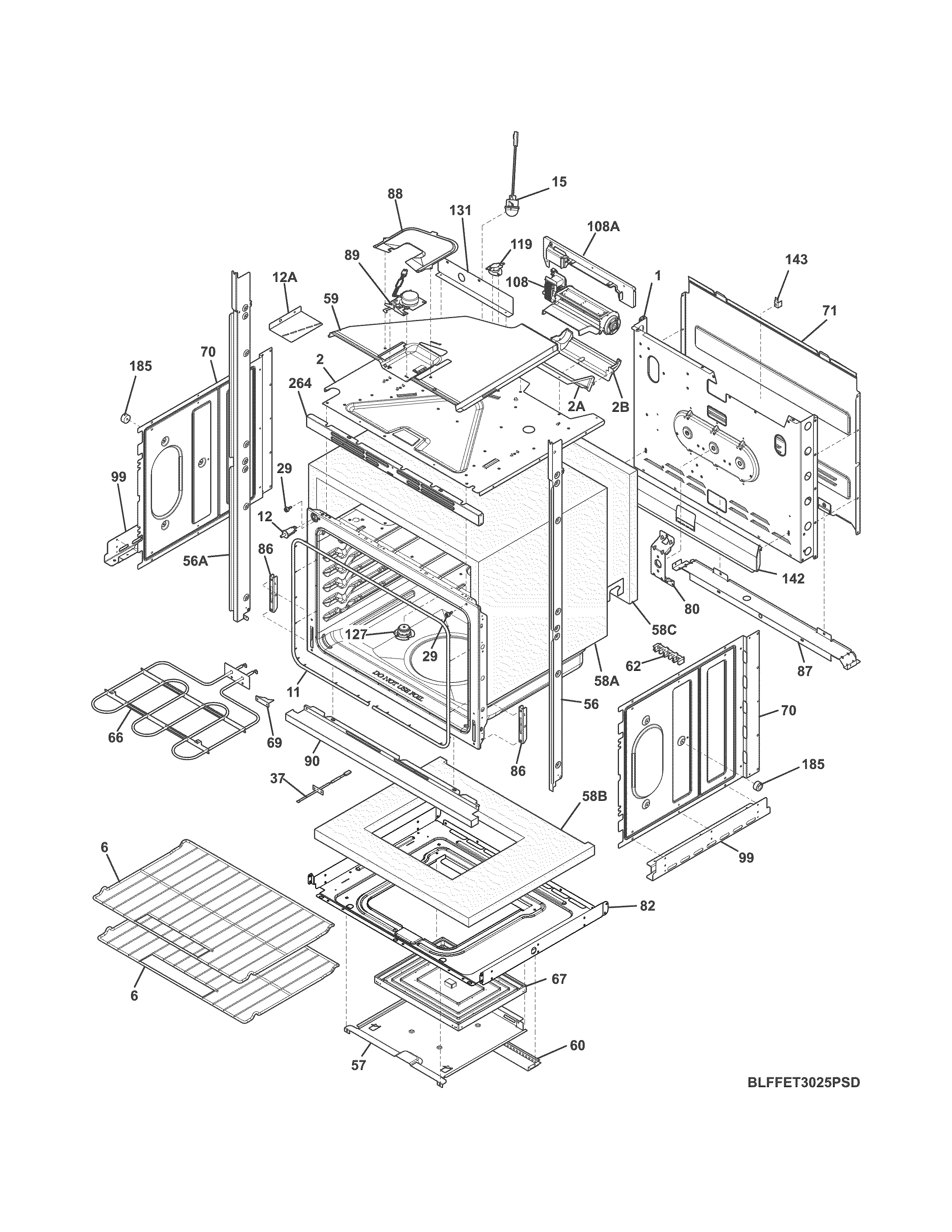 Frigidaire FFET3025PBD lower oven diagram