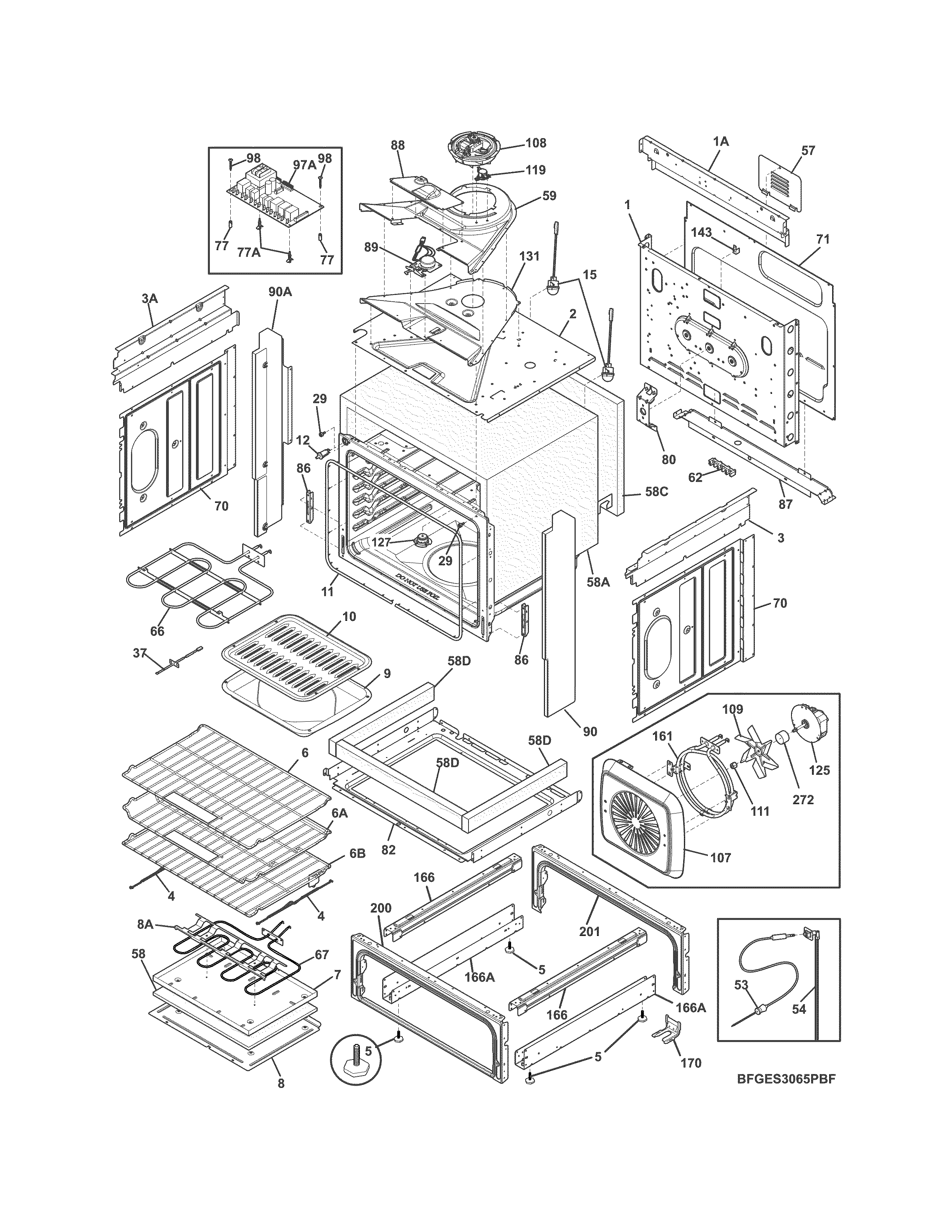 Frigidaire FGES3065PBG body diagram
