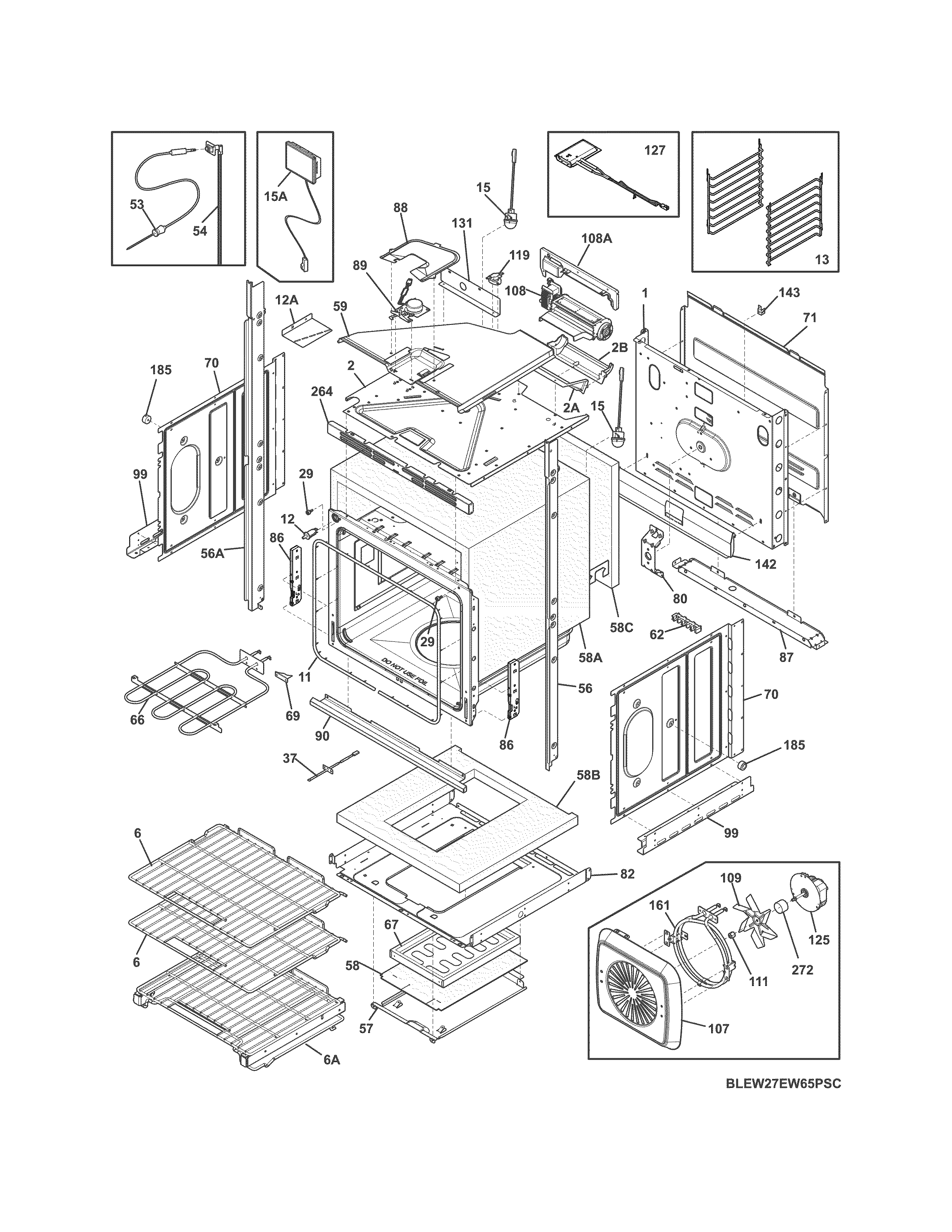 Electrolux EW27EW65PSC lower oven diagram