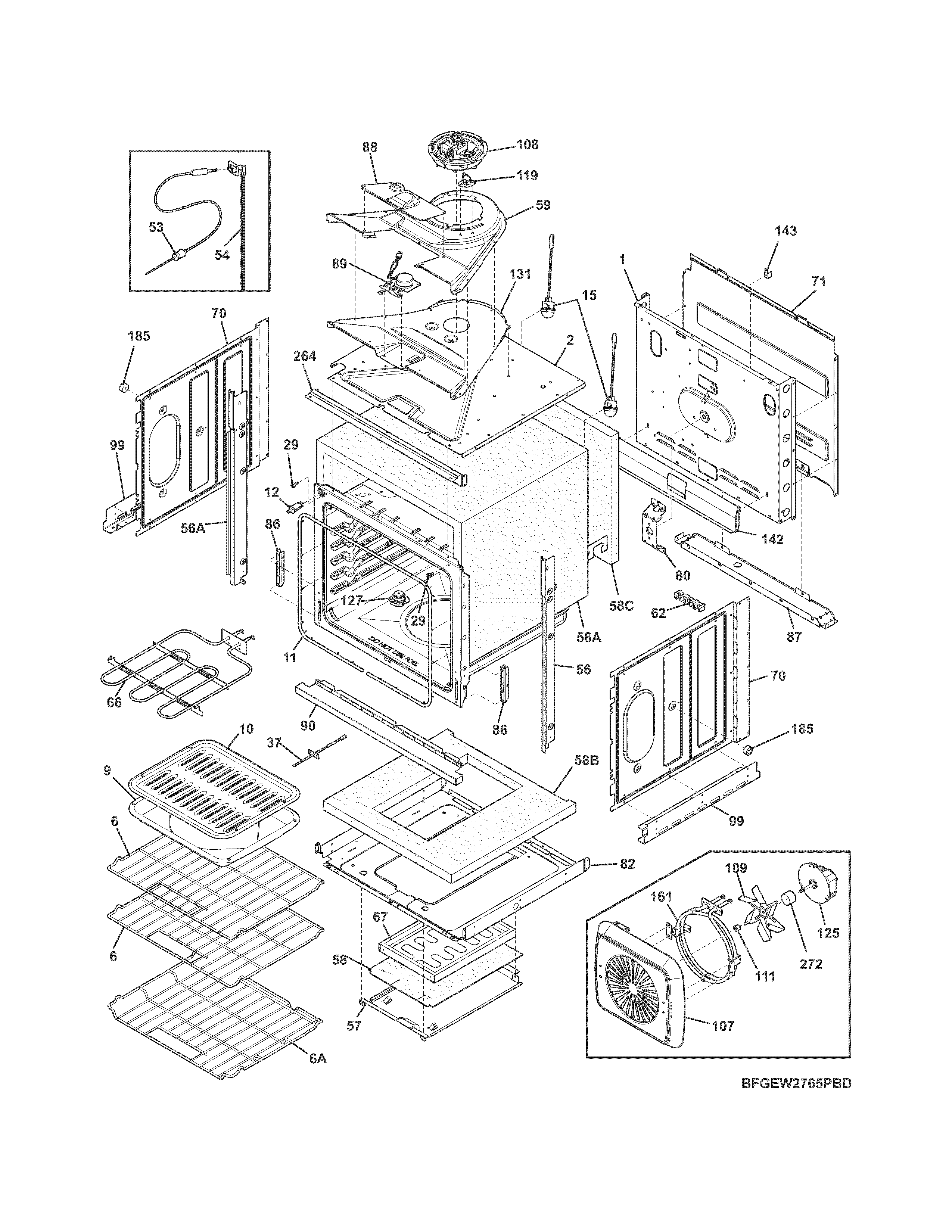 Frigidaire FGEW2765PBD body diagram