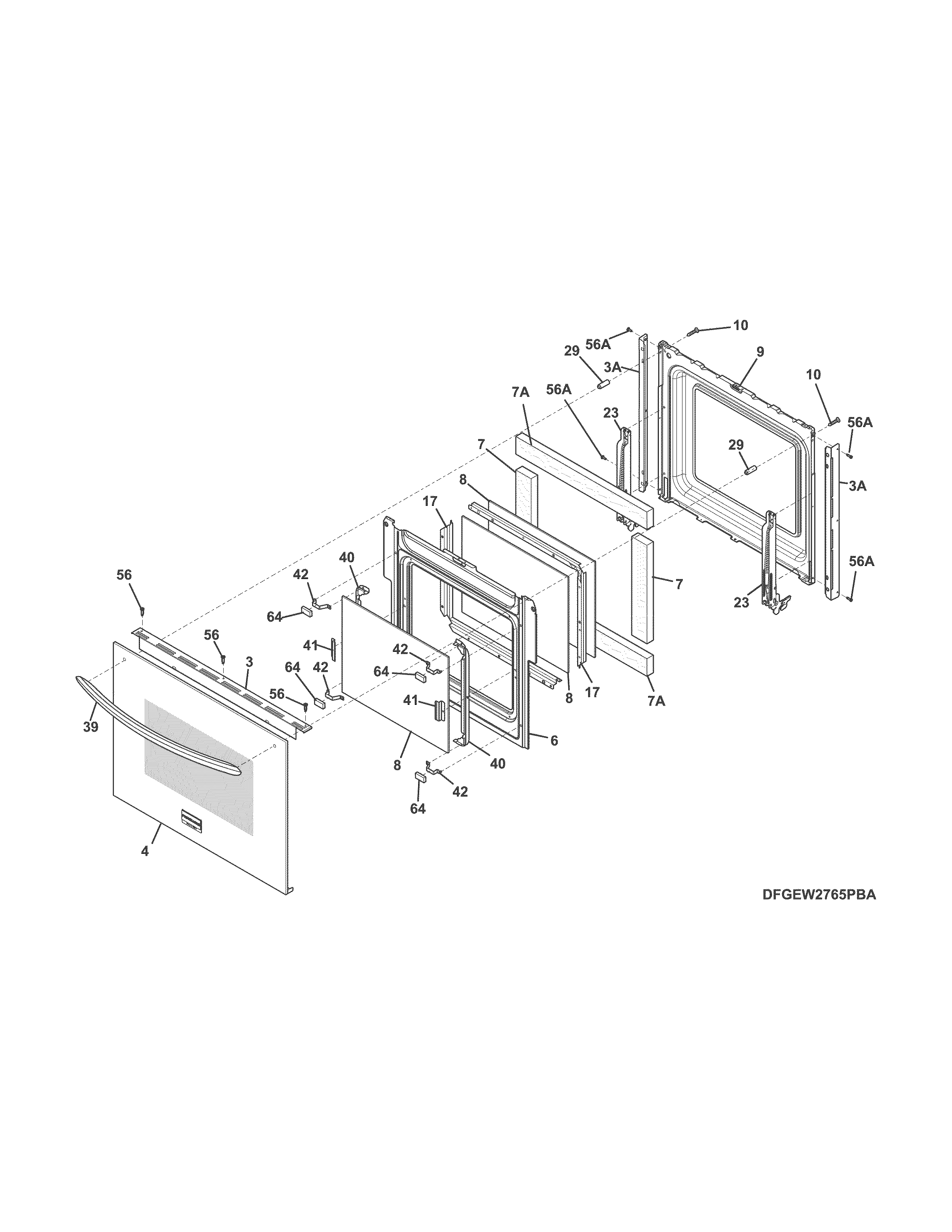 Frigidaire FGEW2765PBD door diagram