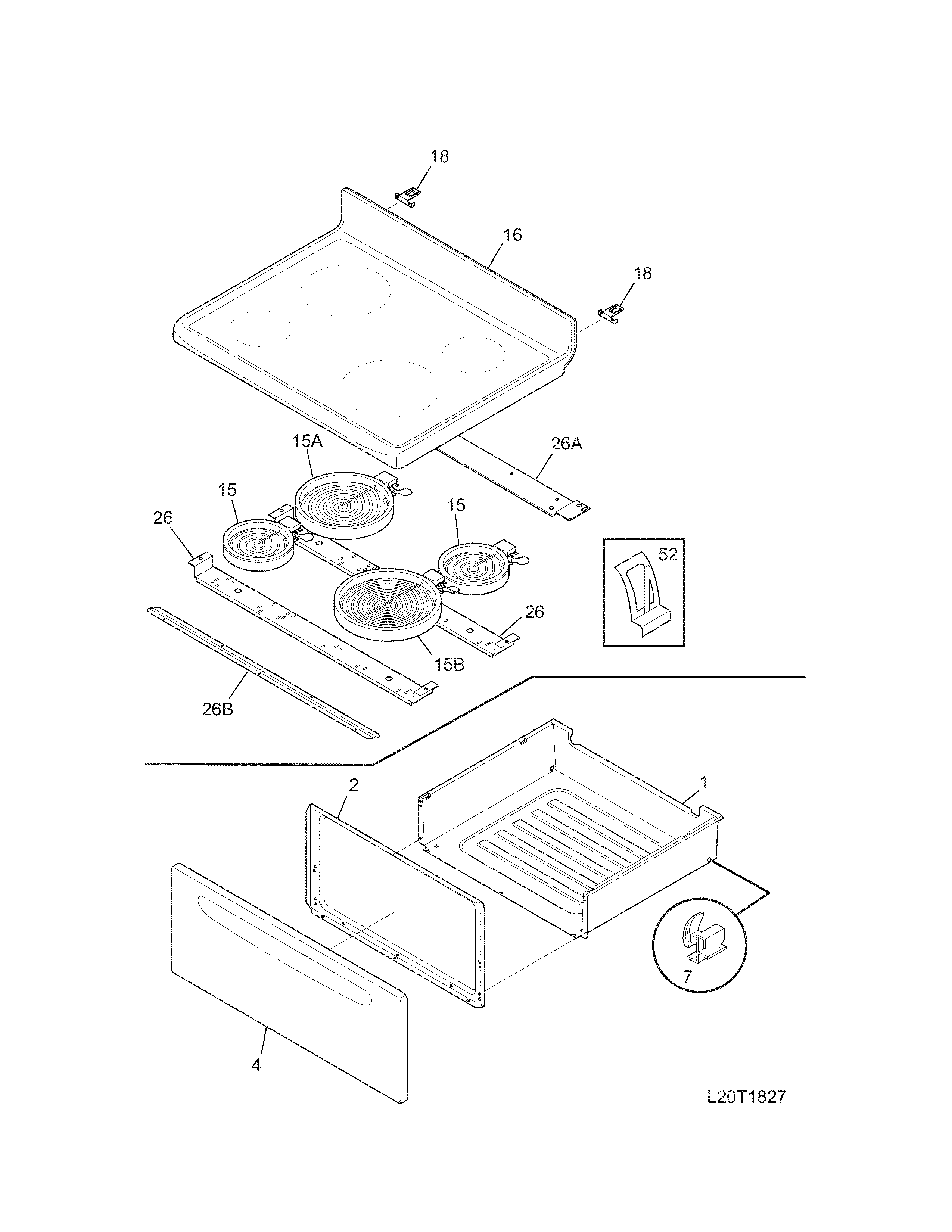Kenmore 79095042500 top/drawer diagram