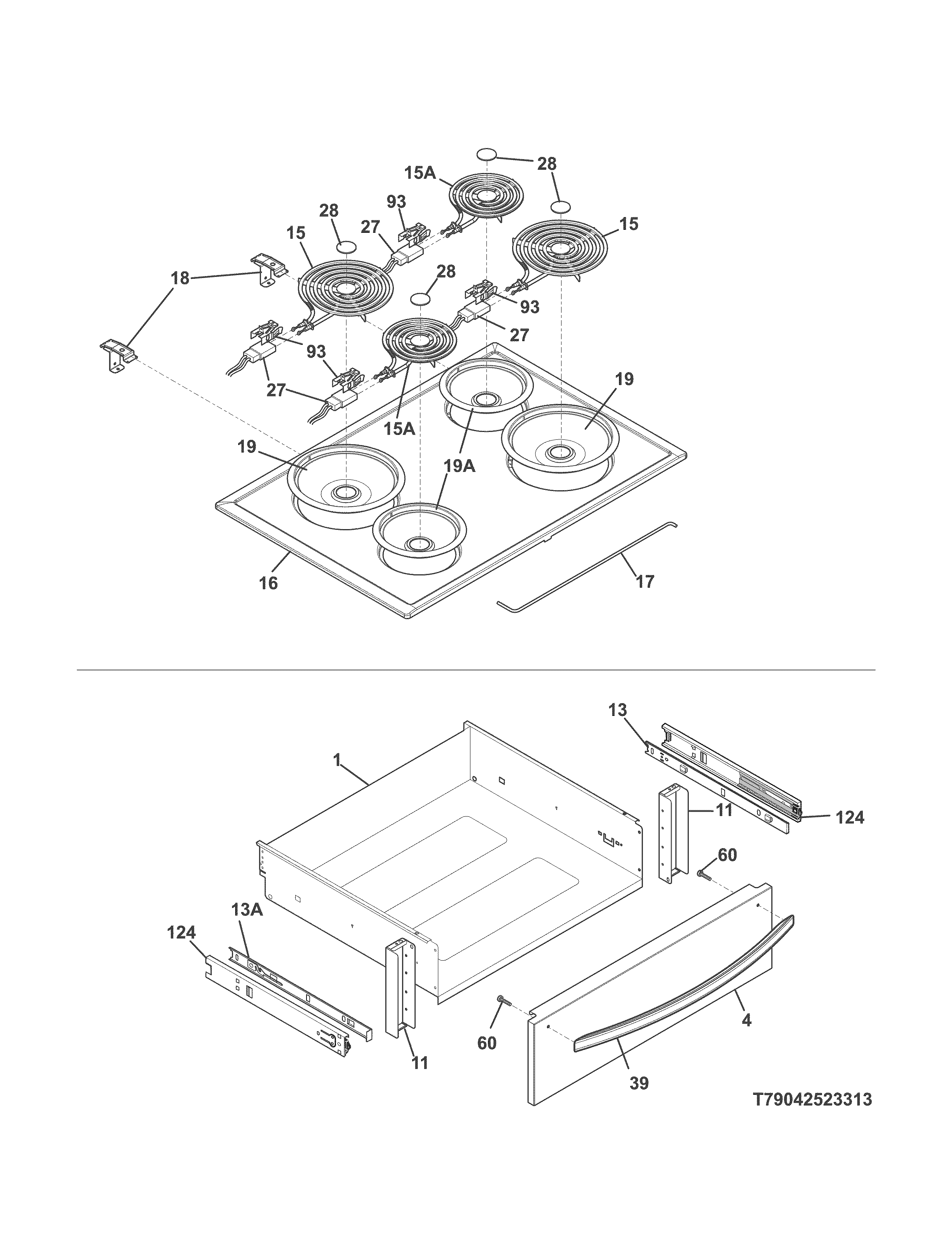 Kenmore 79042523315 top/drawer diagram