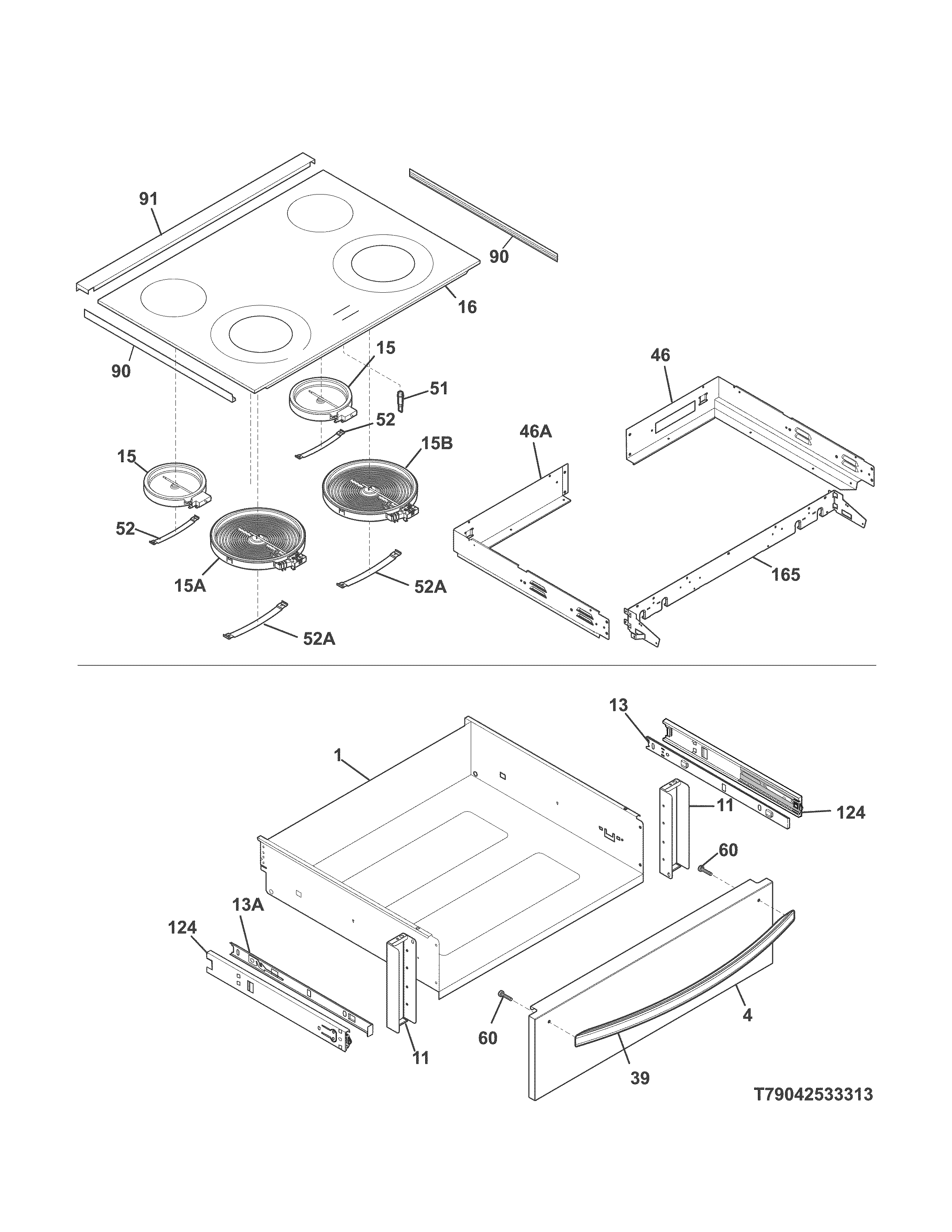 Kenmore 79042533314 top/drawer diagram