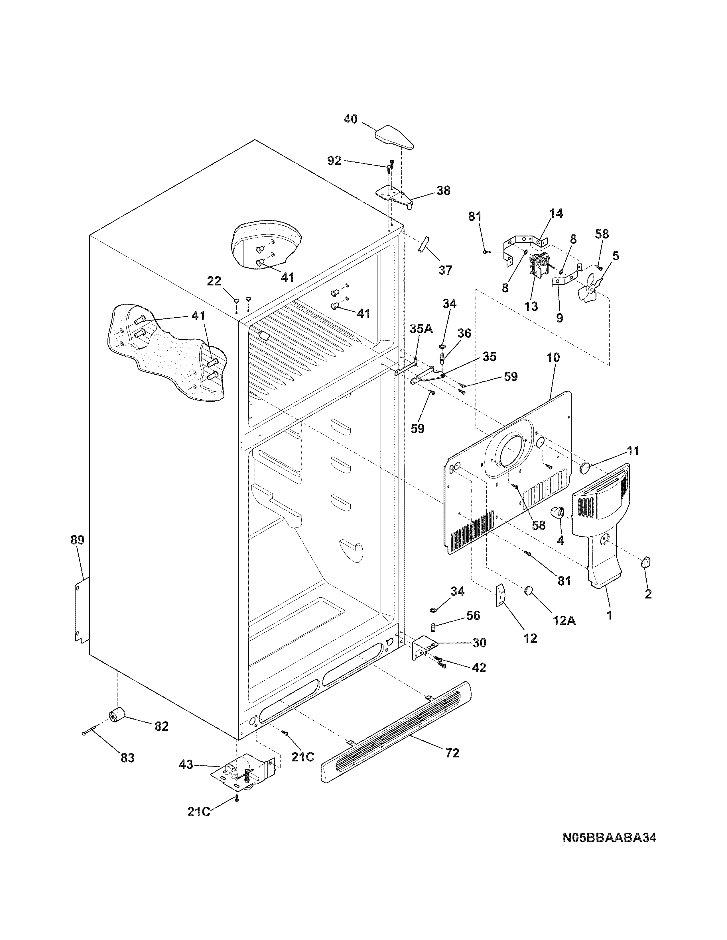 Kenmore 25360419413 cabinet diagram