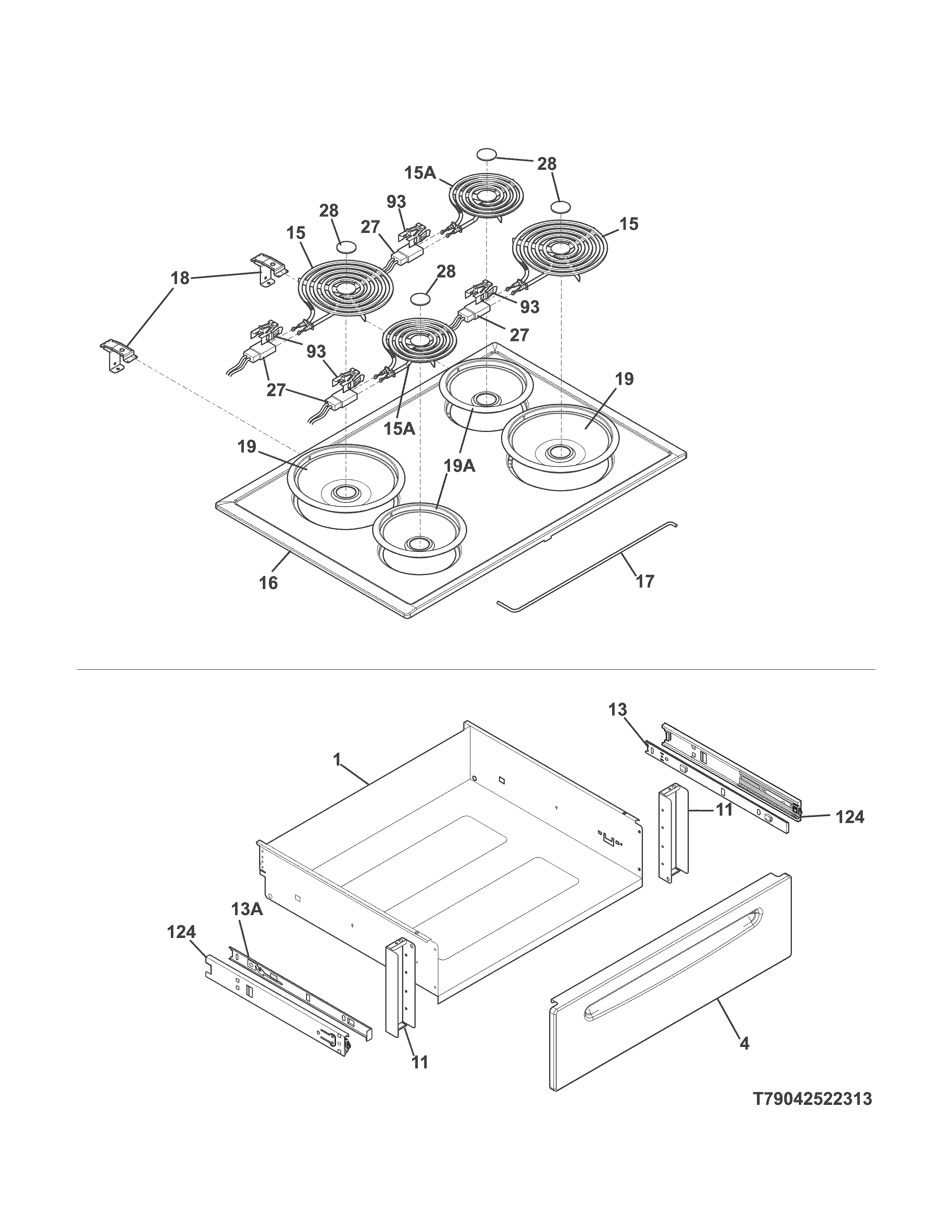 Kenmore 79042522316 top/drawer diagram