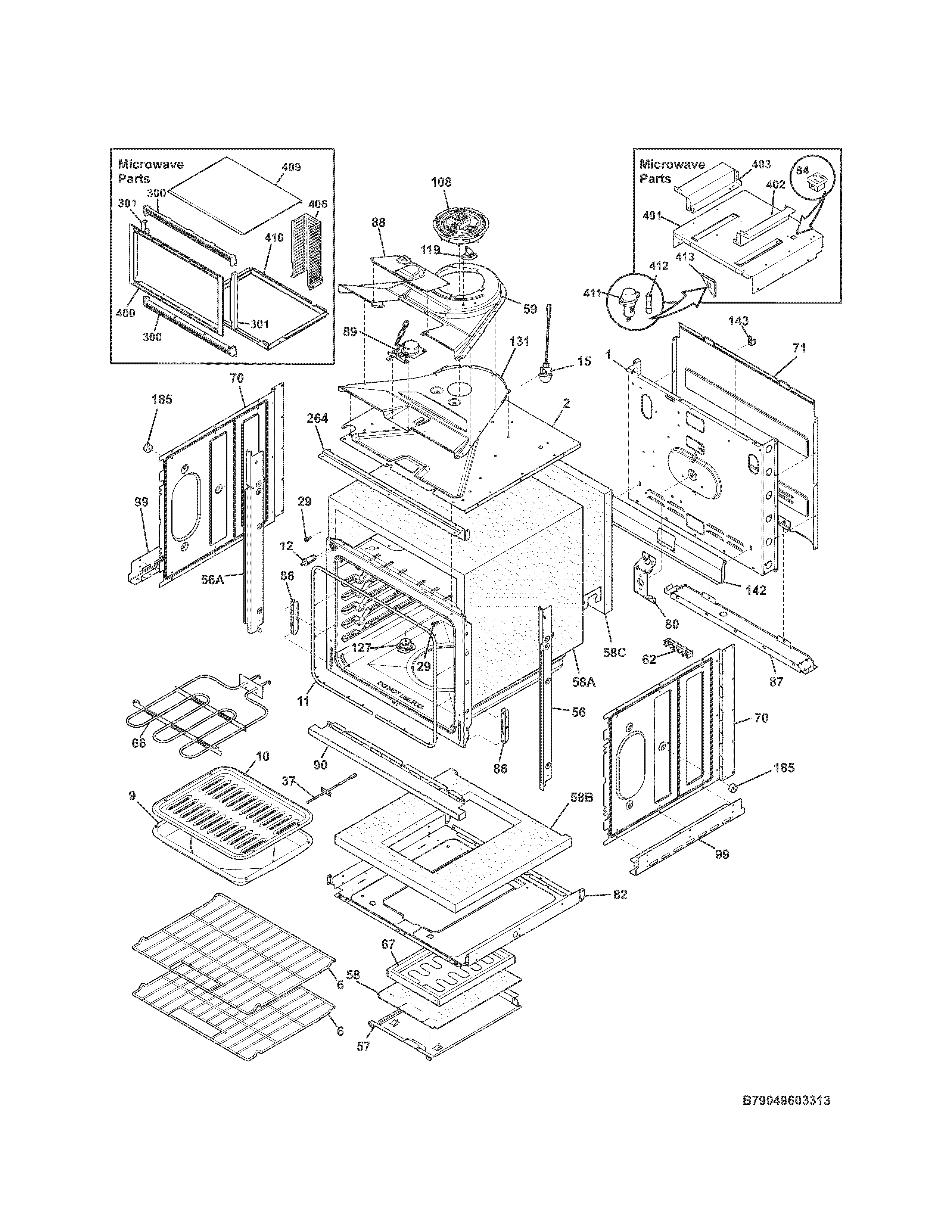 Kenmore 79049609313 lower oven diagram
