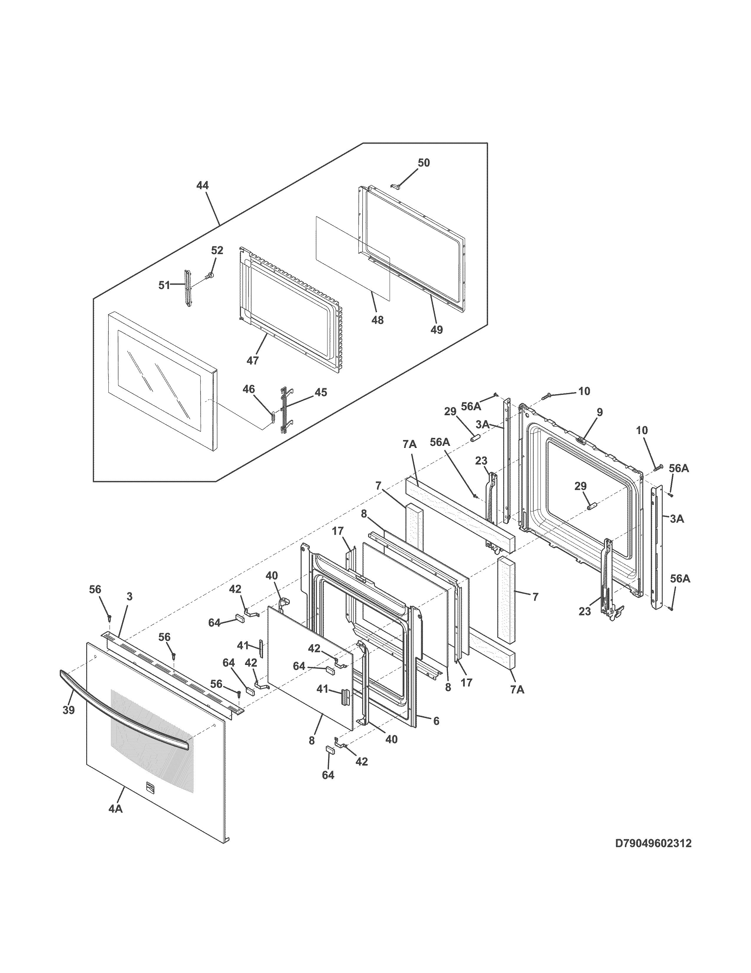 Kenmore 79049609313 doors diagram