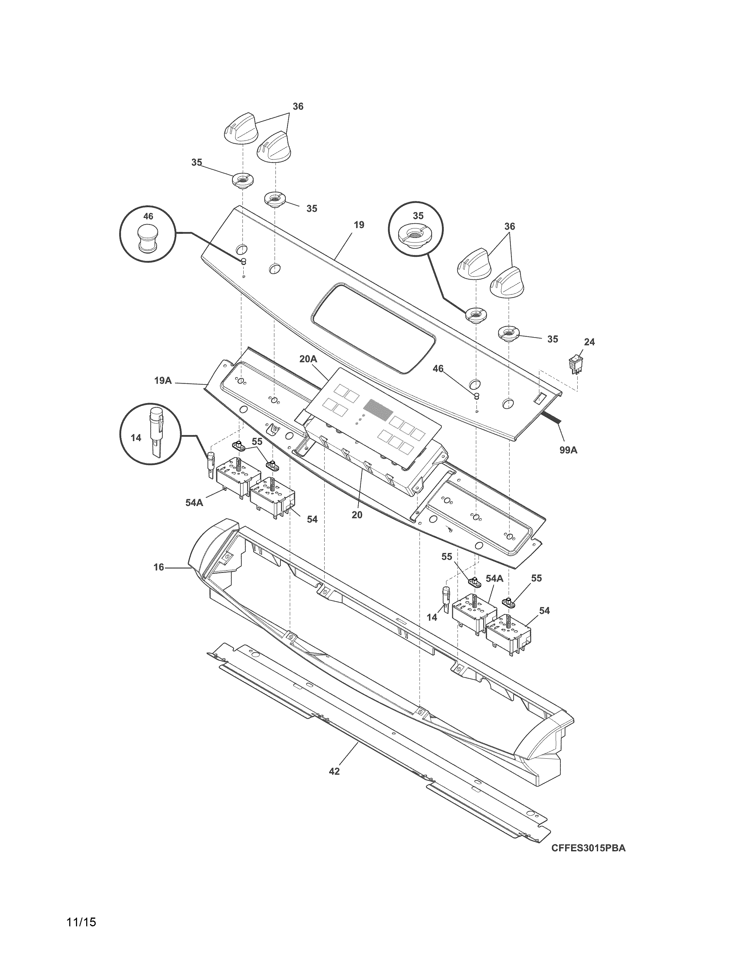 Frigidaire FFES3015PSE backguard diagram