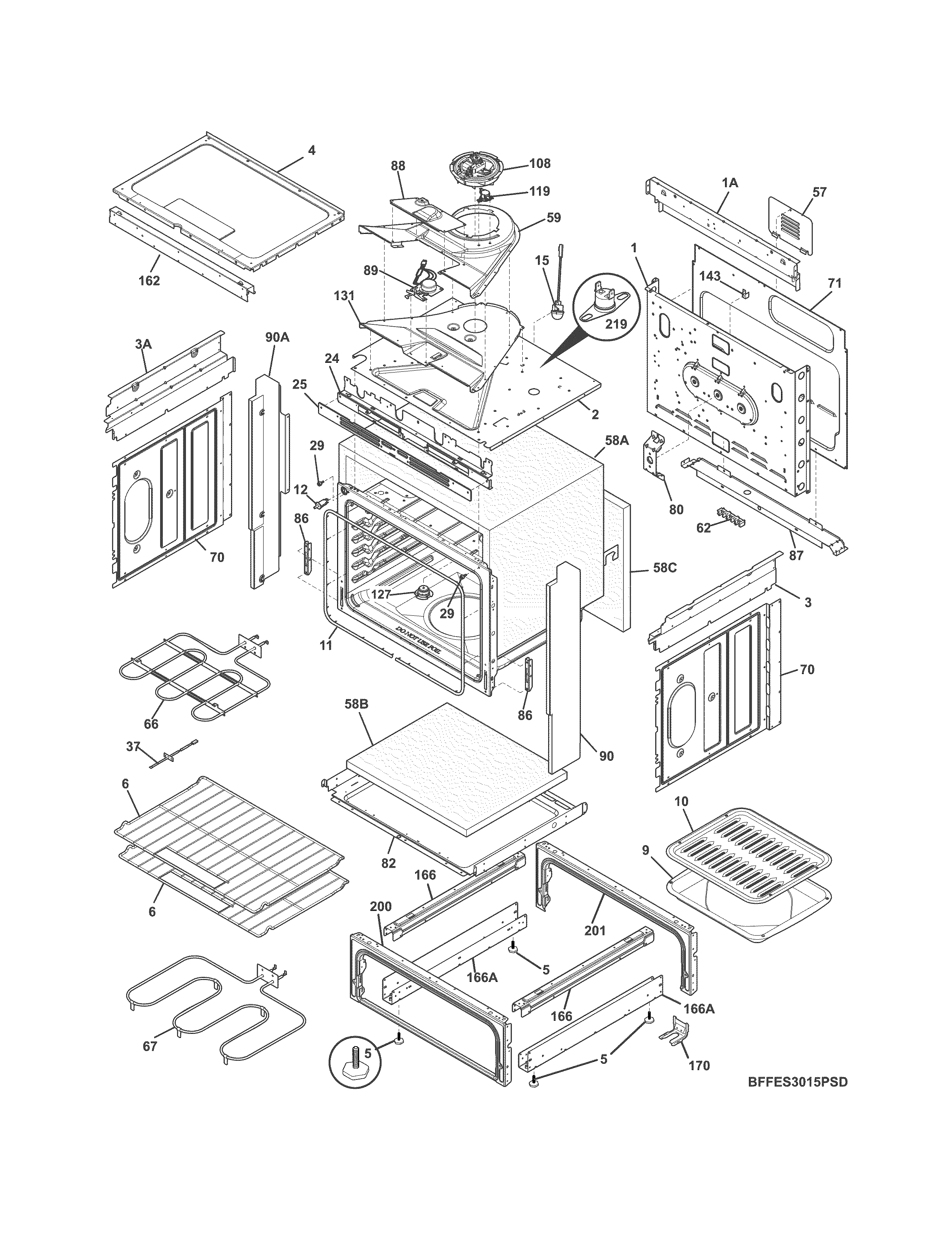 Frigidaire FFES3015PSE body diagram