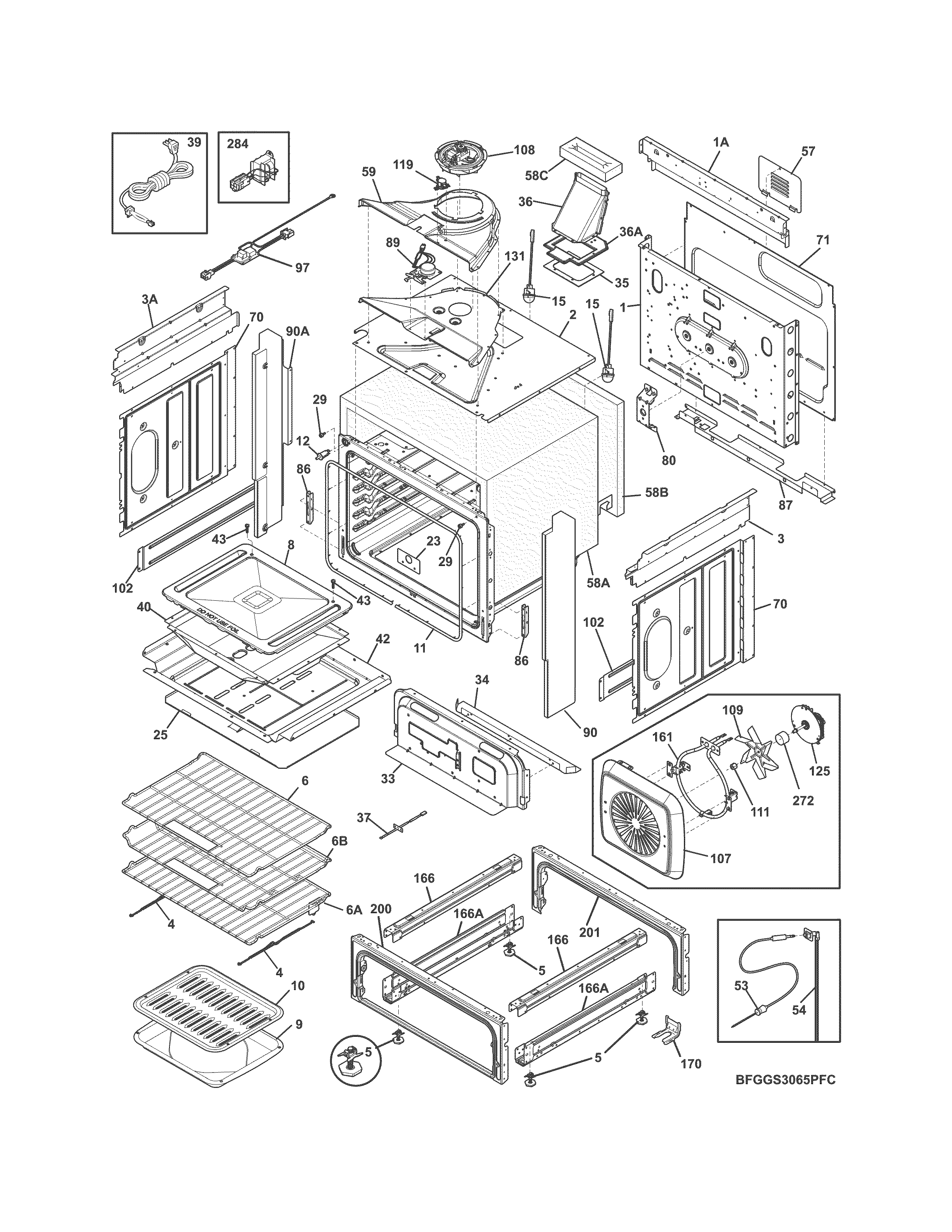 Frigidaire FGGS3065PWG body diagram