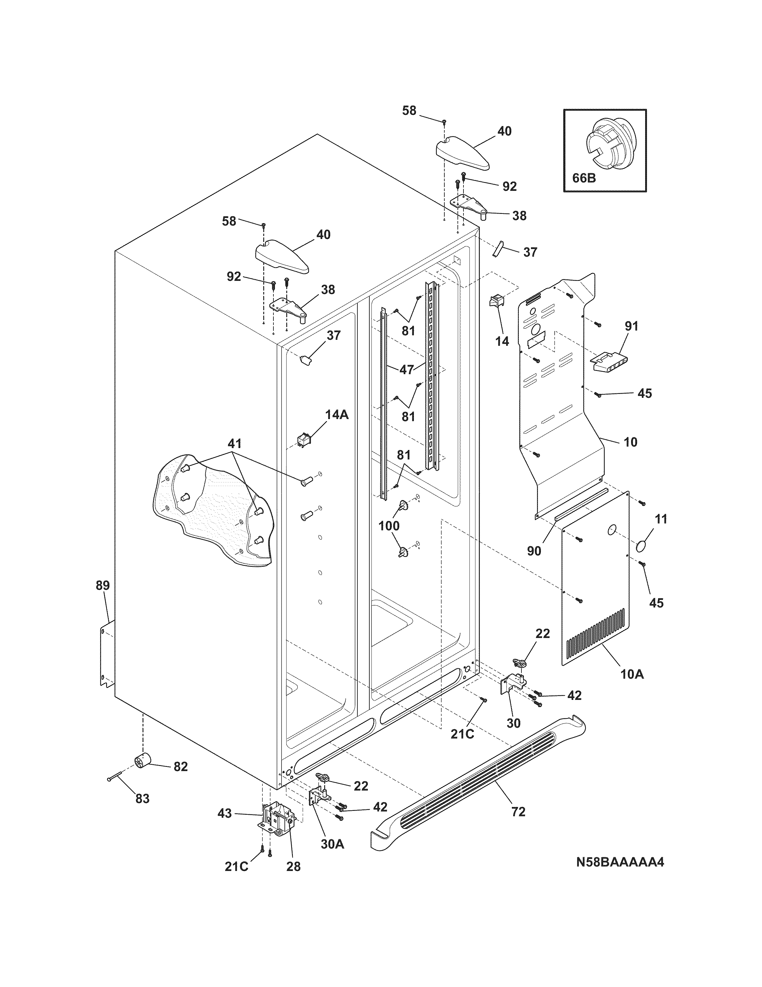 Frigidaire FFHS2311PFEA cabinet diagram