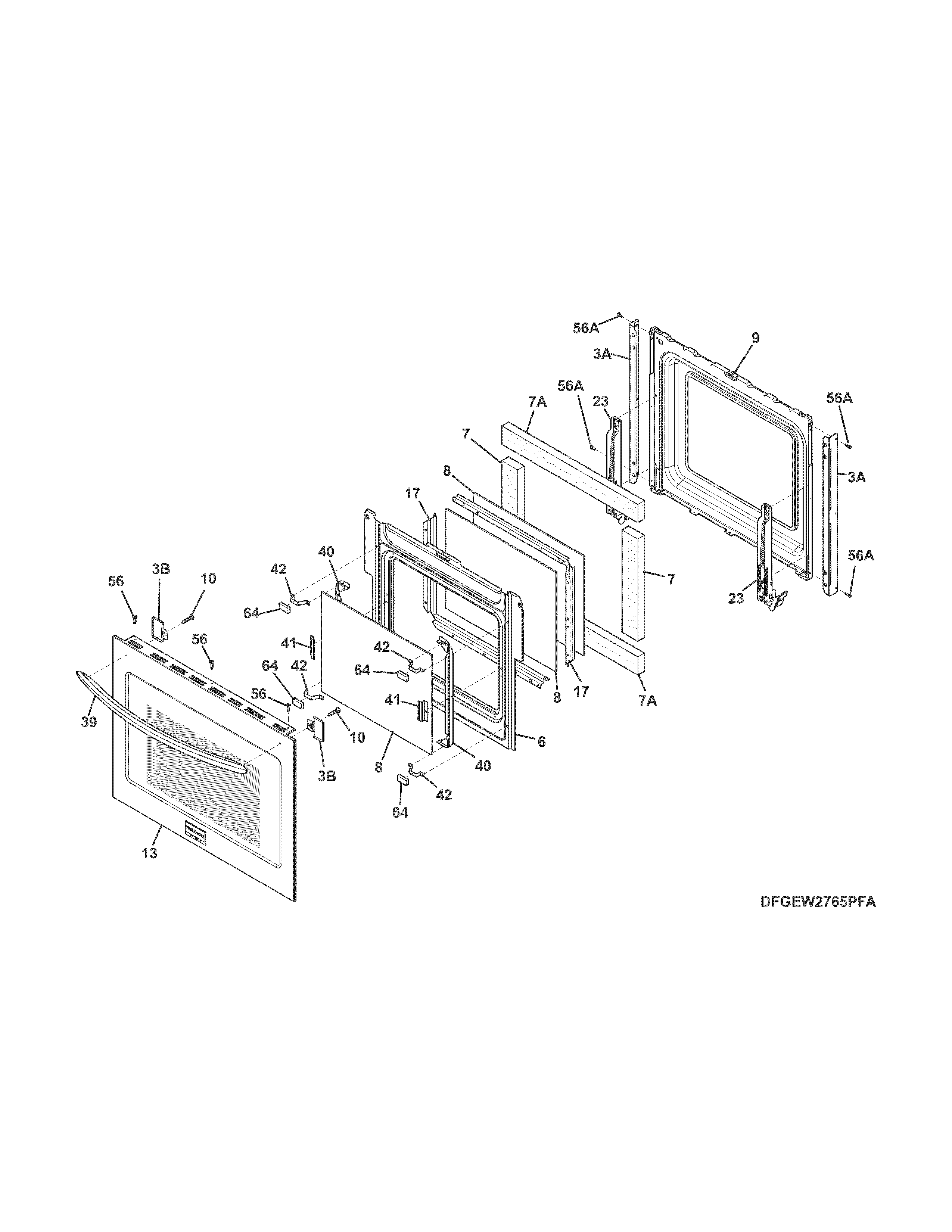 Frigidaire FGEW2765PFD door diagram