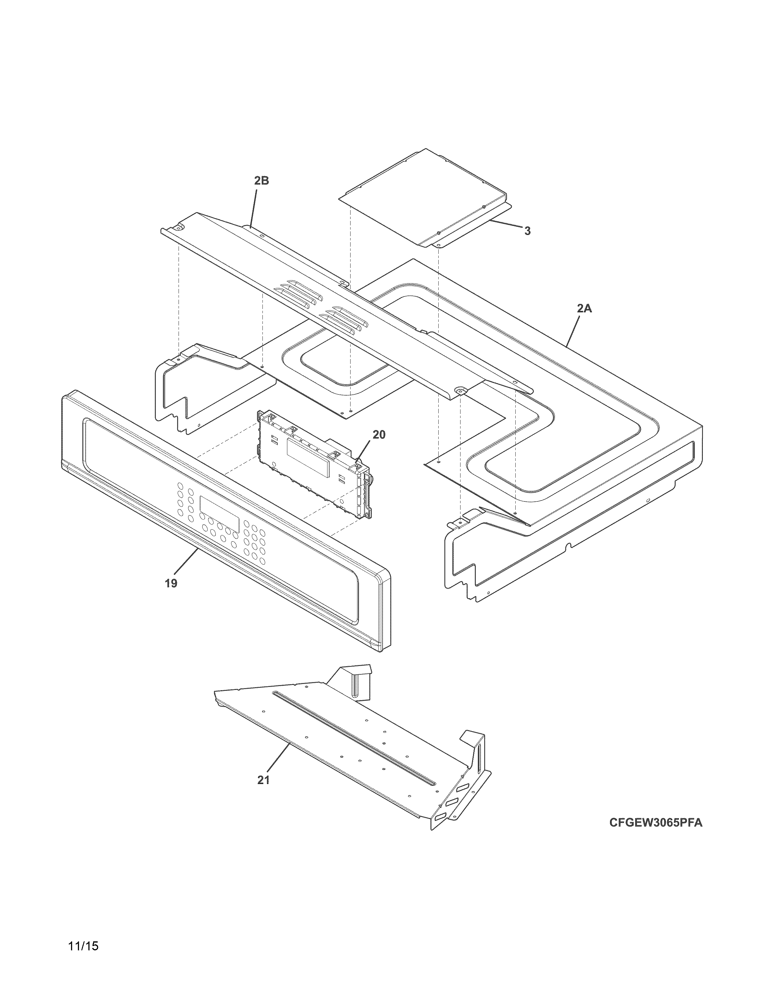 Frigidaire FGEW3065PBD control panel diagram