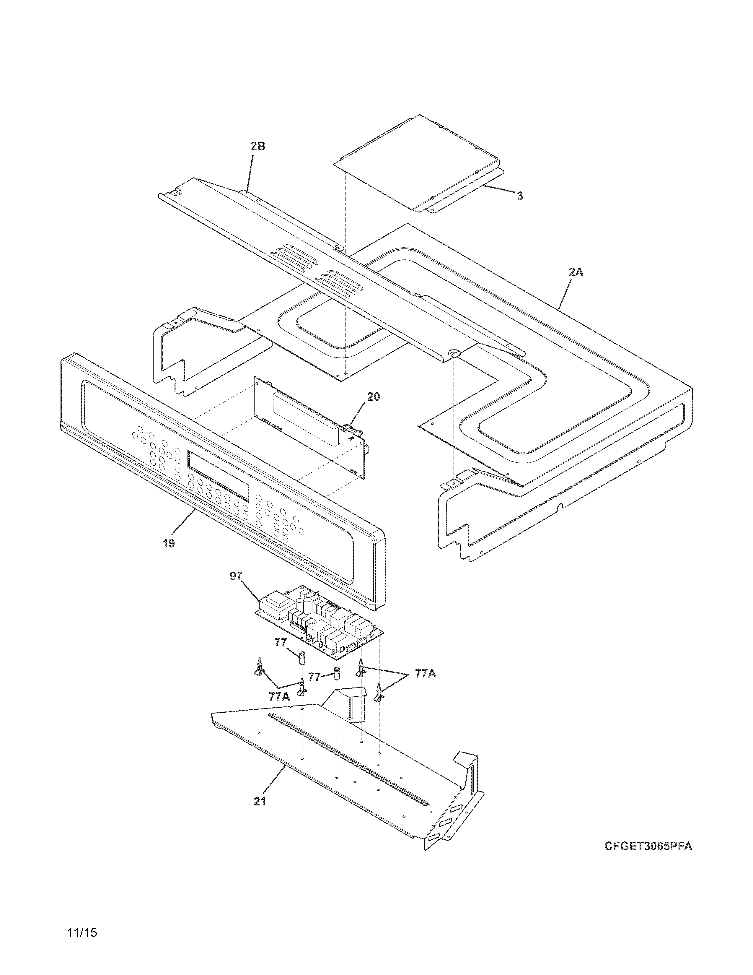 Frigidaire FGET3065PWD control panel diagram
