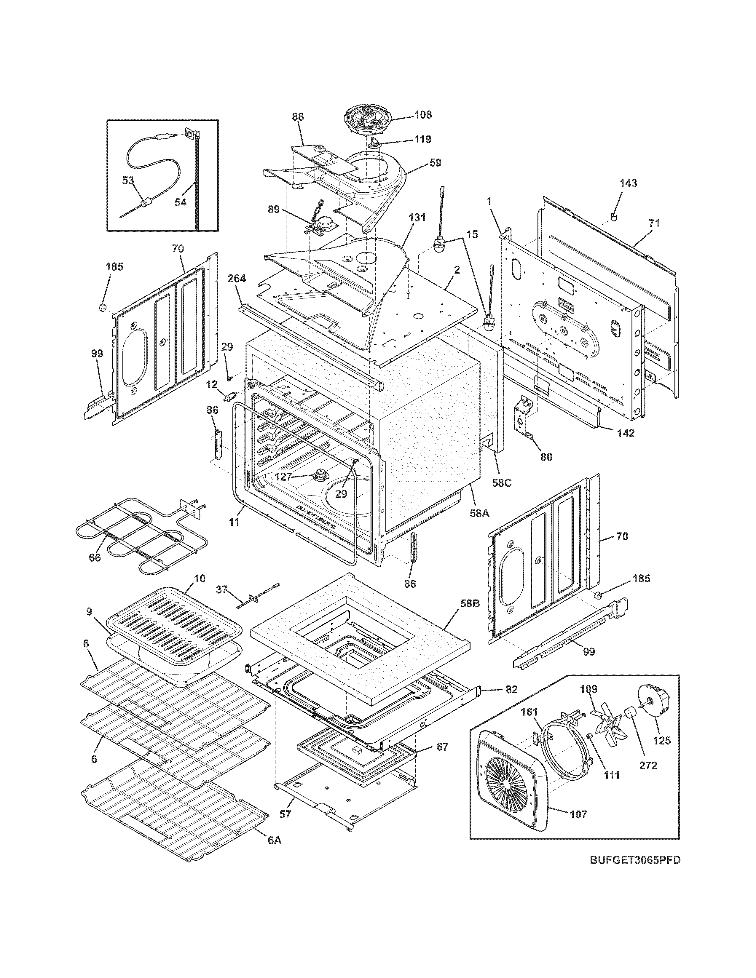 Frigidaire FGET3065PWD upper oven diagram