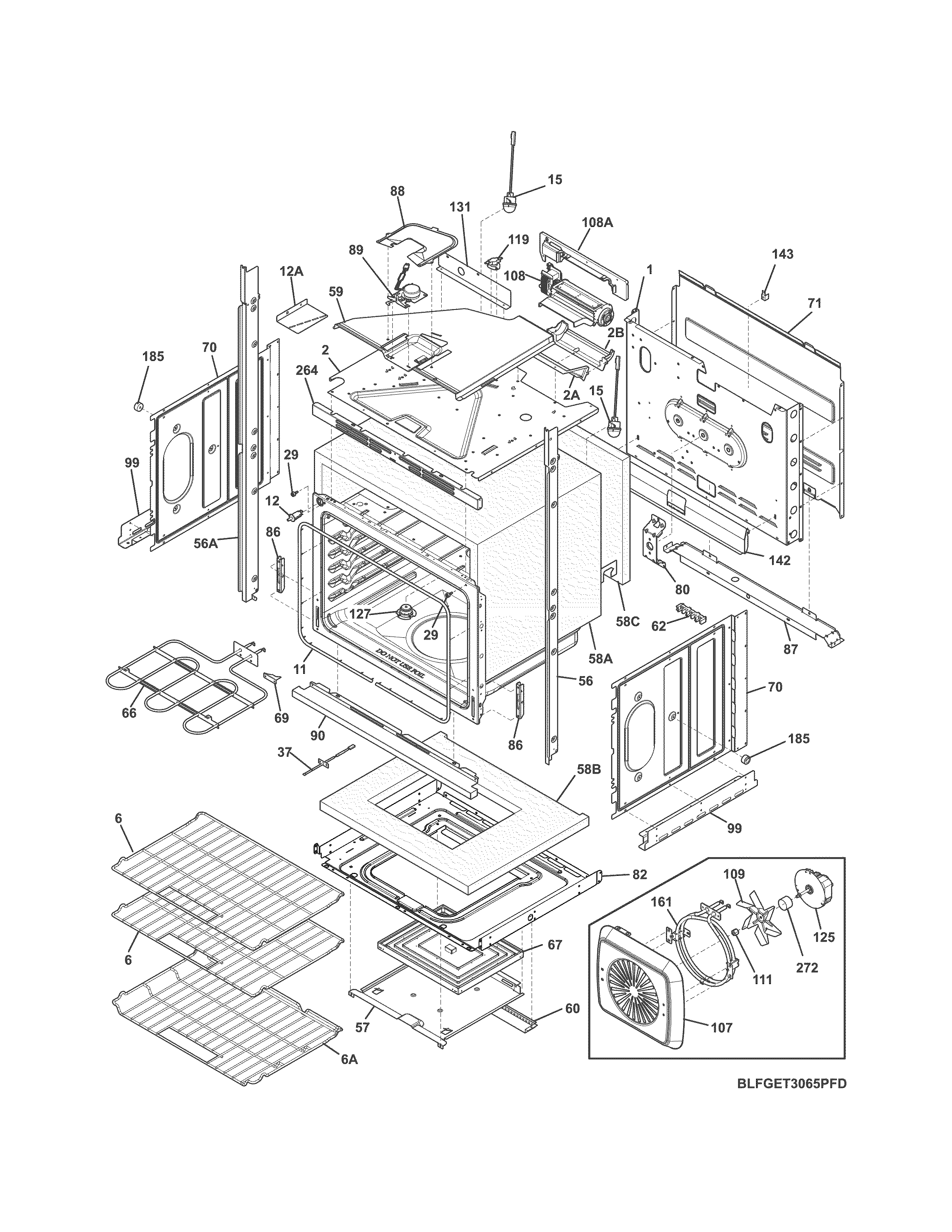 Frigidaire FGET3065PWD lower oven diagram