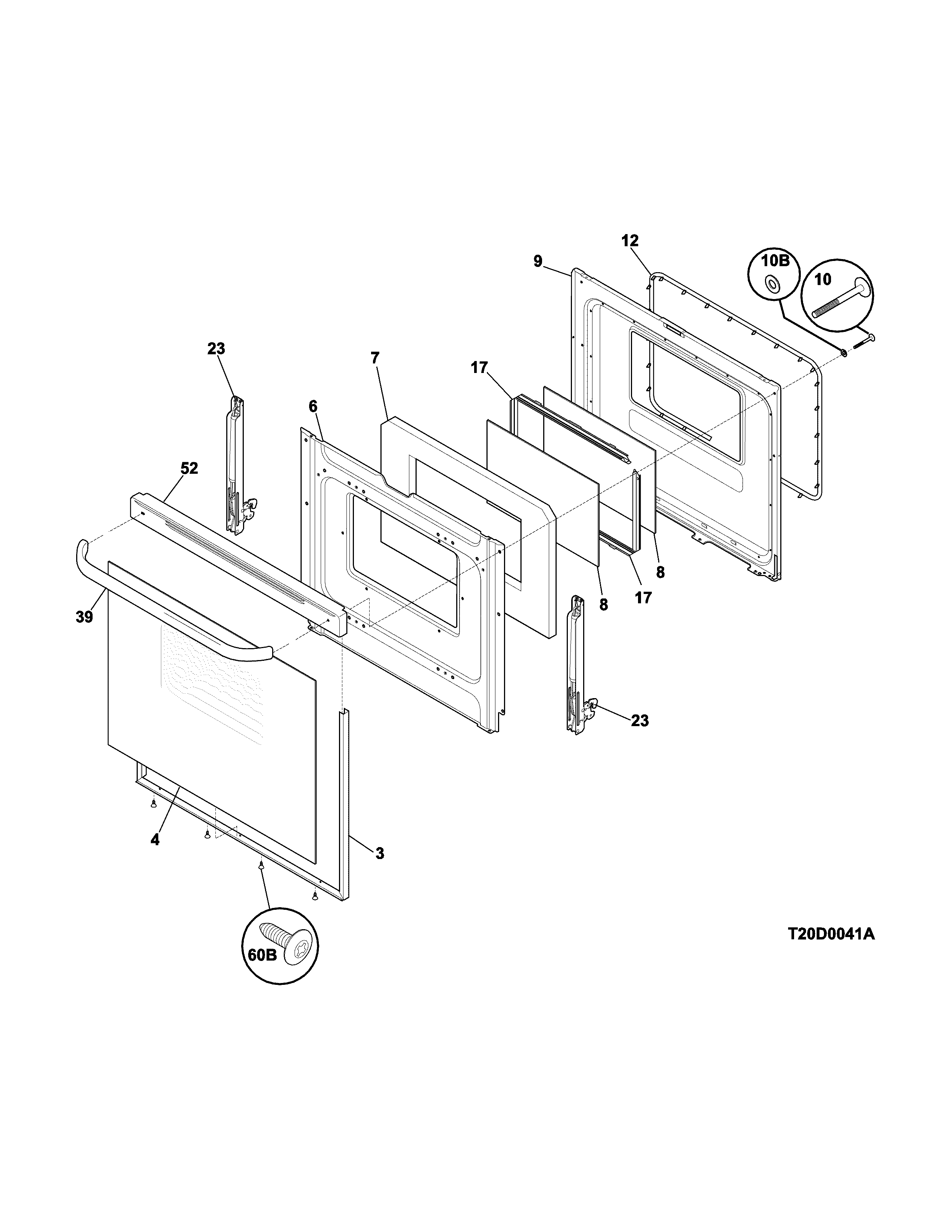 Tappan TEF351EWP door diagram