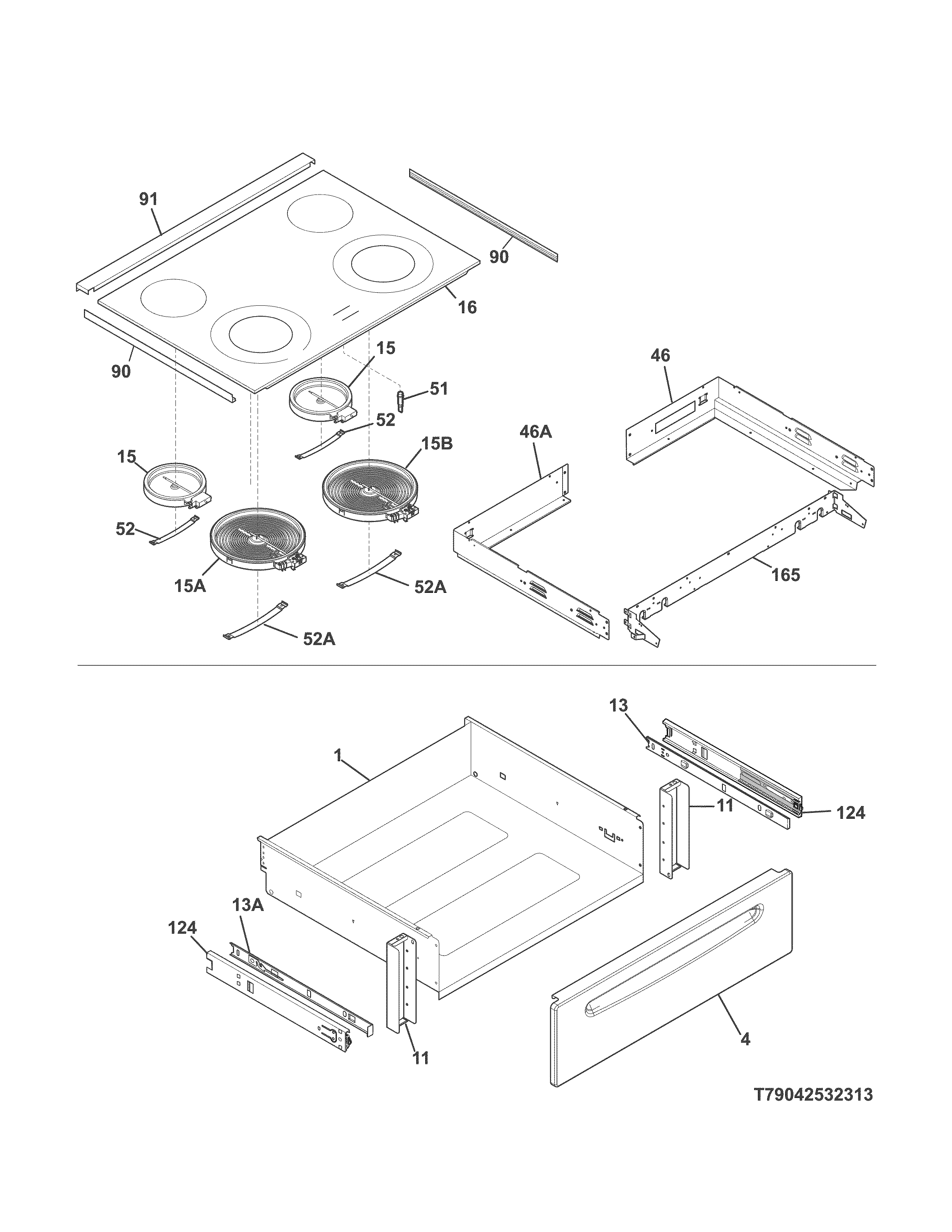 Kenmore 79042539314 top/drawer diagram