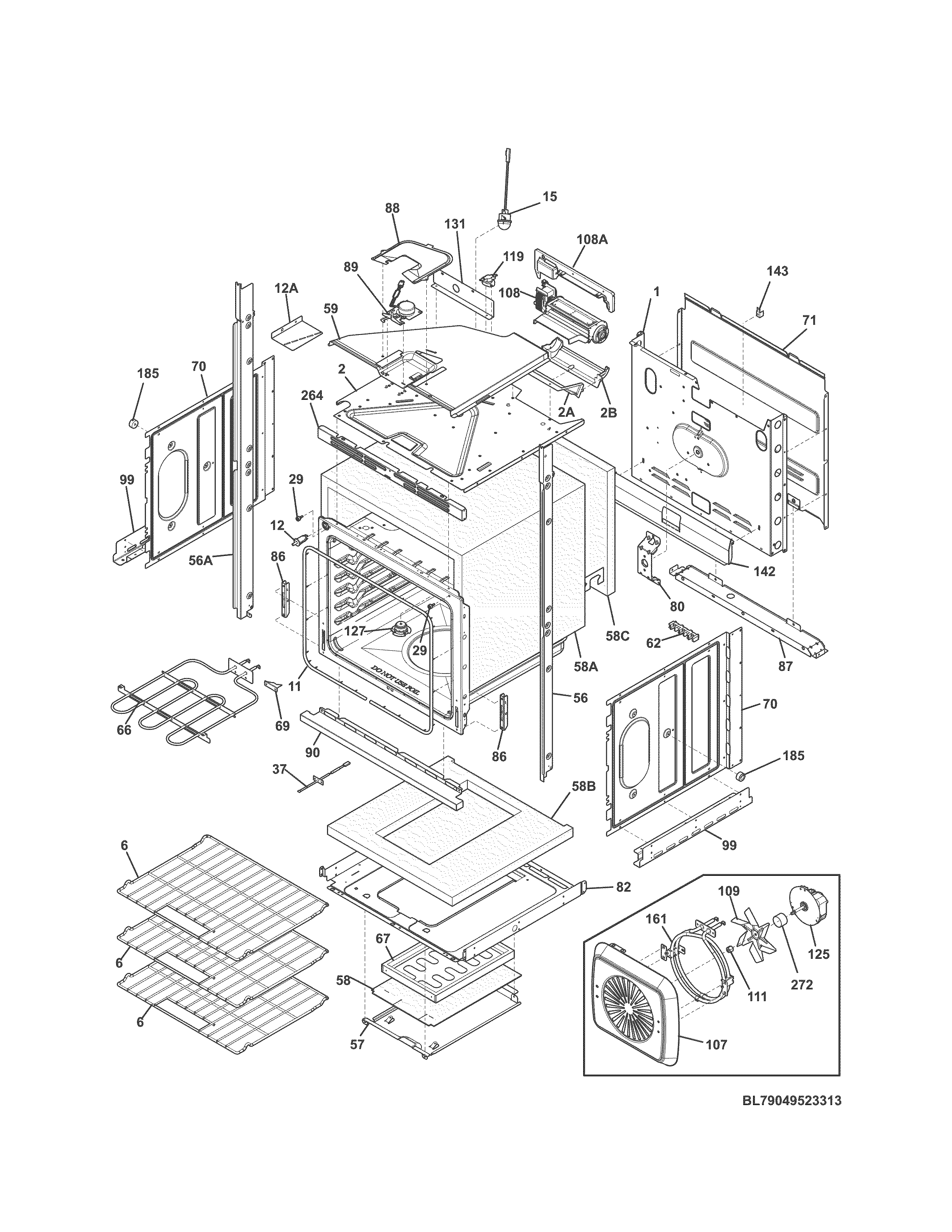 Kenmore 79049523313 lower oven diagram