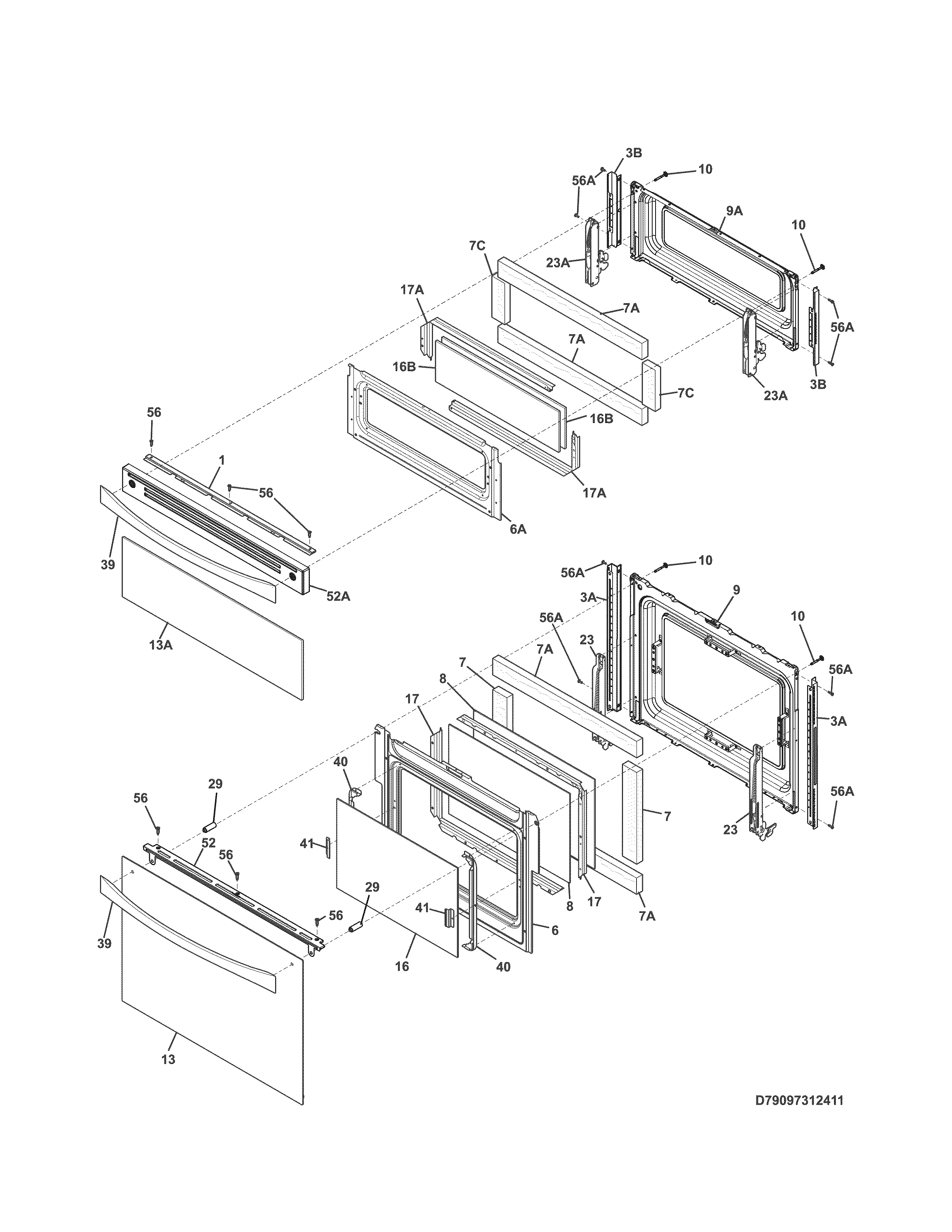 Kenmore Elite 79097319412 doors diagram