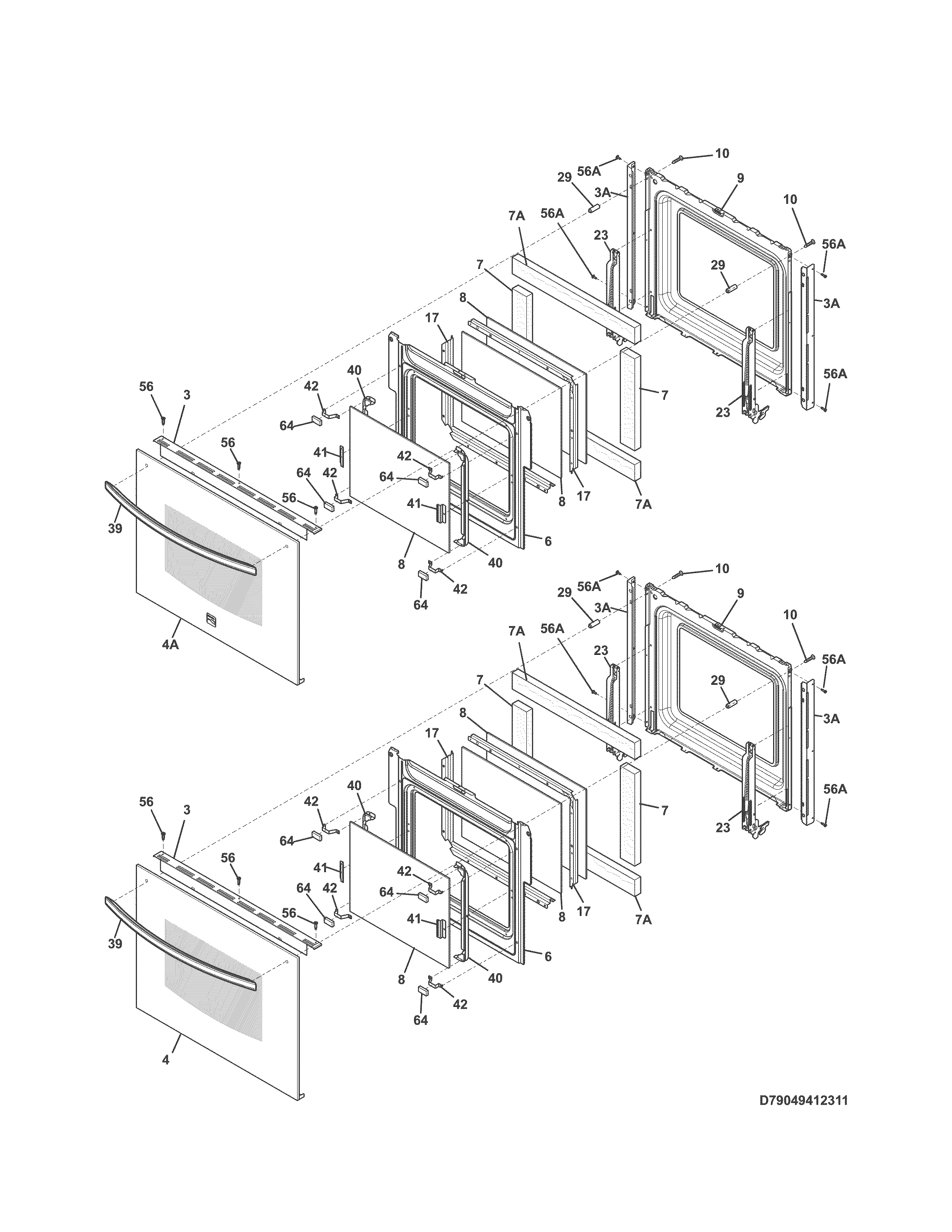 Kenmore 79049412313 doors diagram
