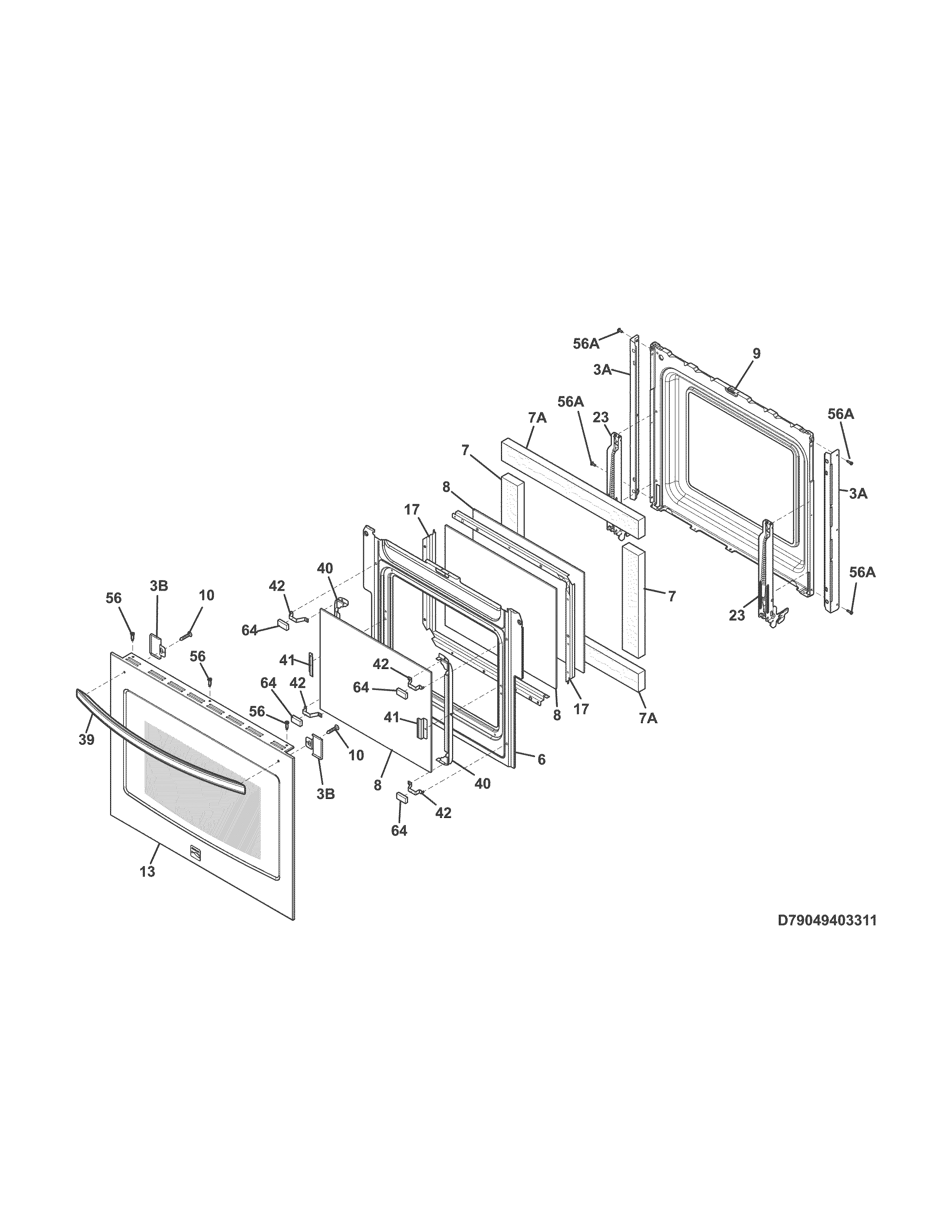 Kenmore 79049403313 door diagram