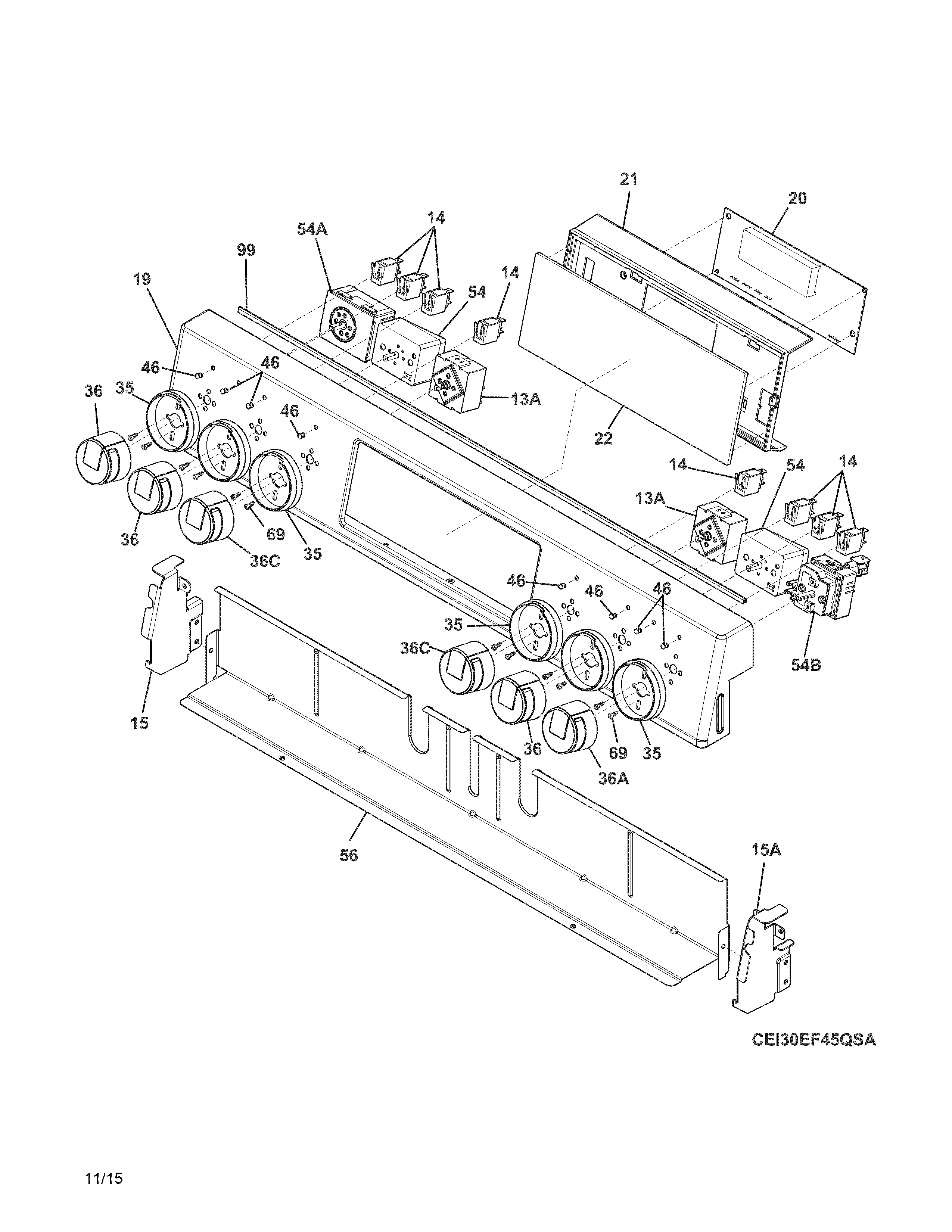 Electrolux EI30EF45QSB backguard diagram