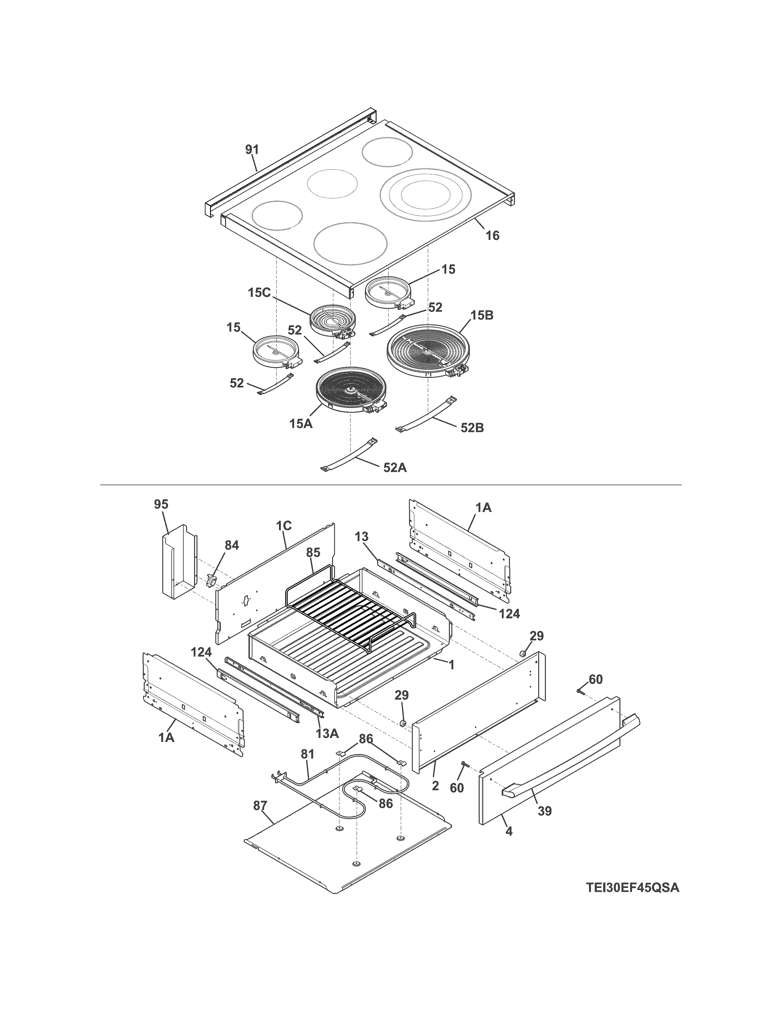 Electrolux EI30EF45QSB top/drawer diagram