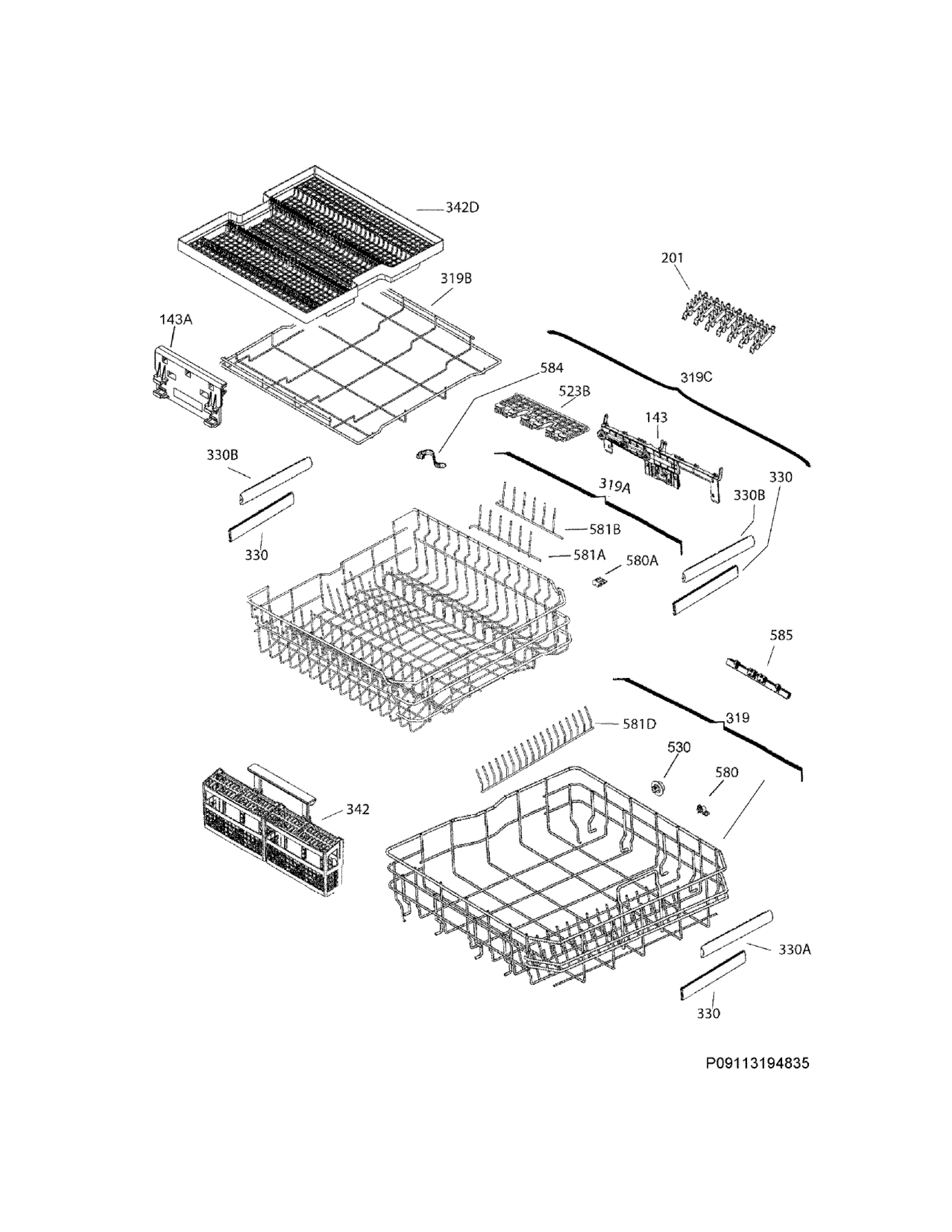 Electrolux EI24ID50QS1B racks diagram