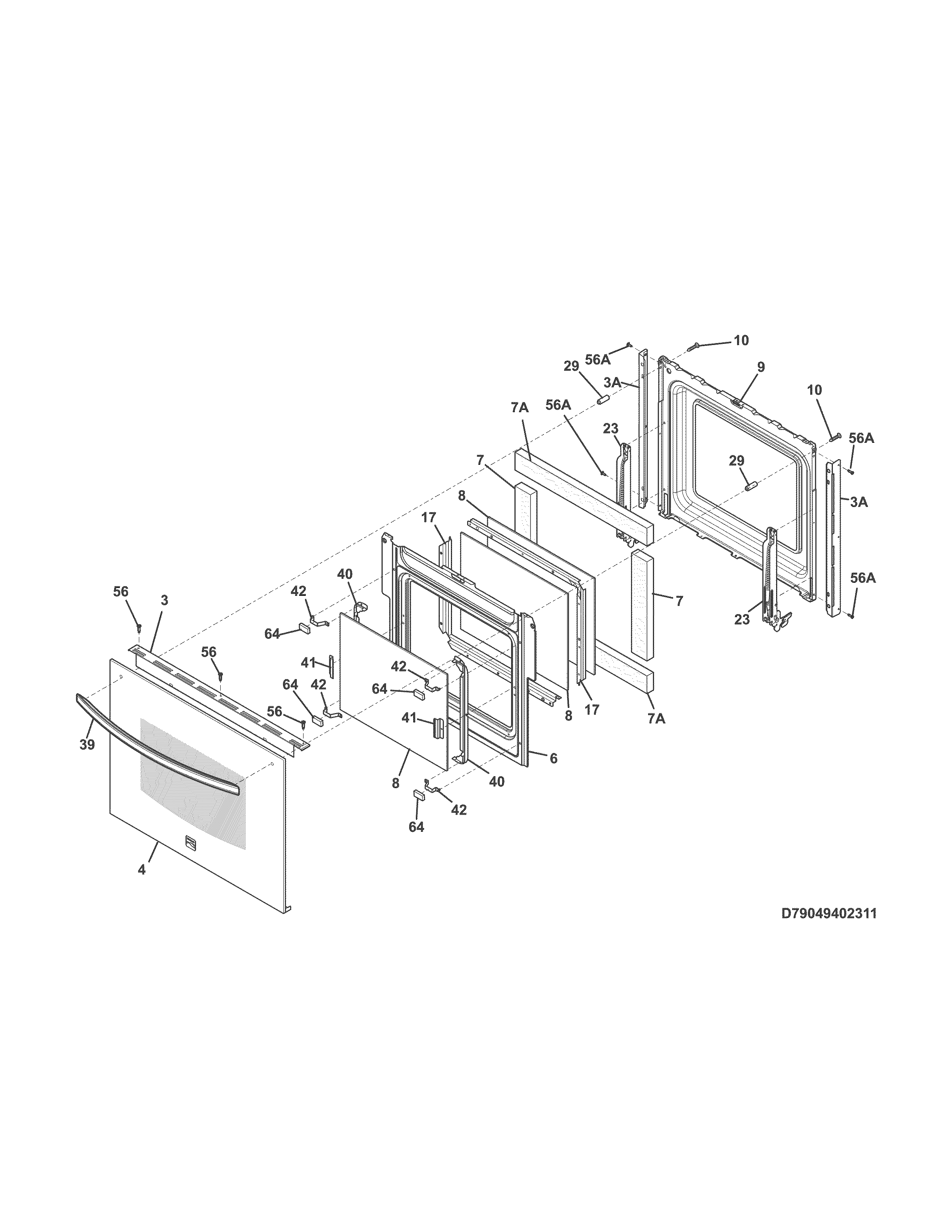 Kenmore 79049509313 door diagram