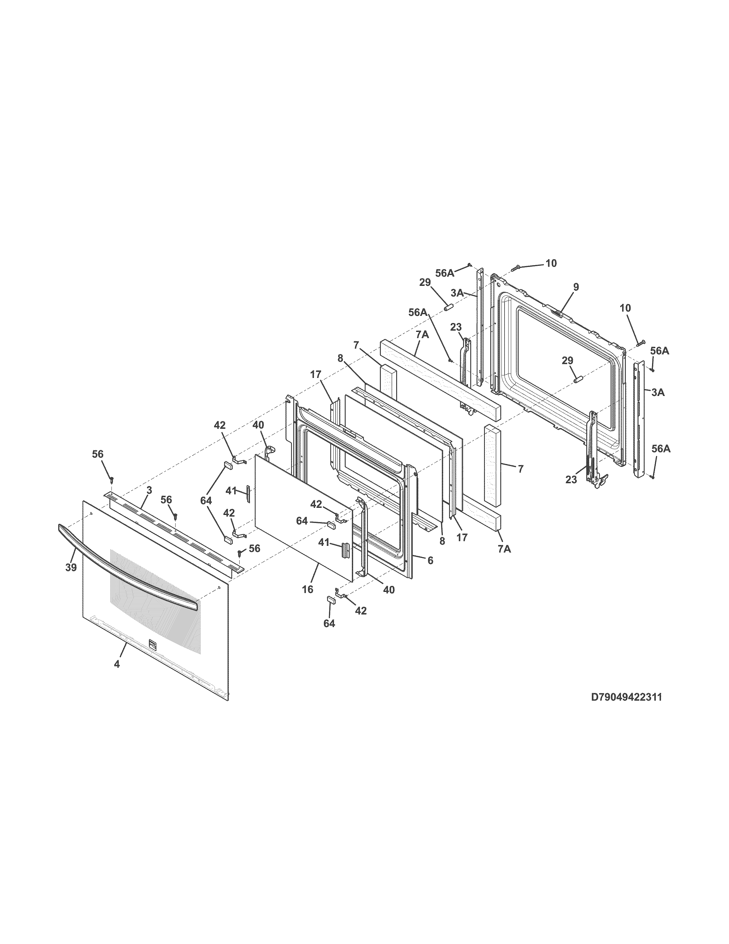 Kenmore 79049512313 door diagram