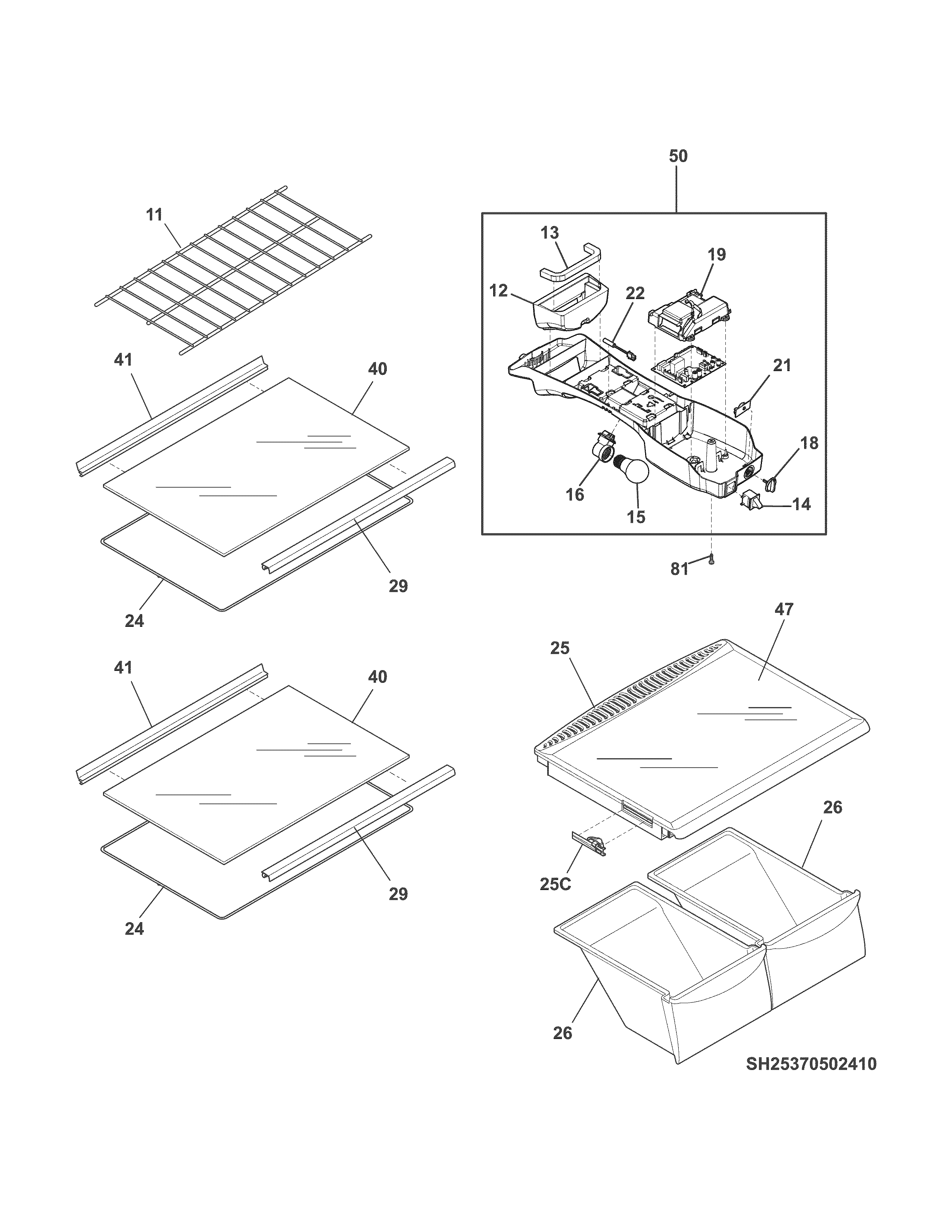 Crosley CRT182QW3 shelves diagram