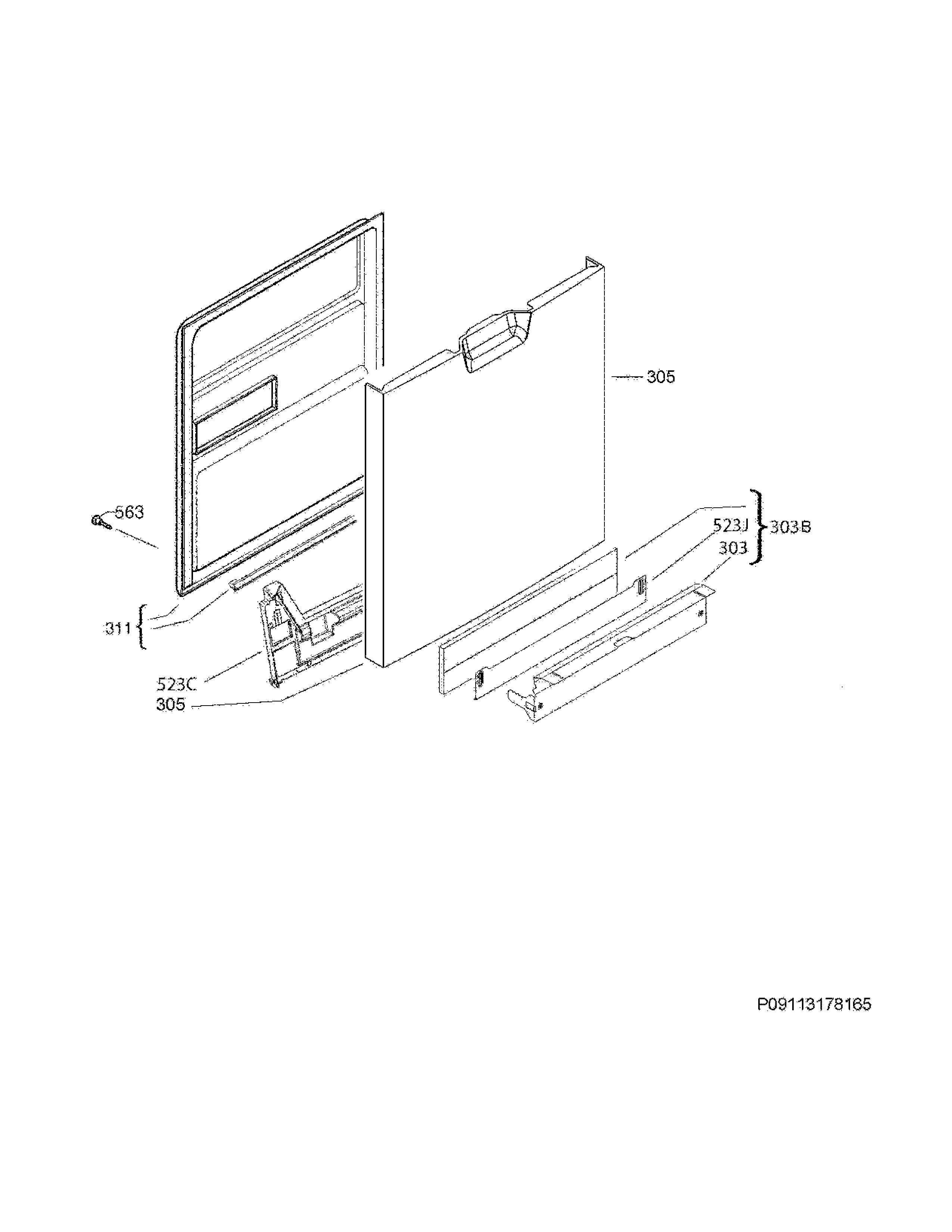 Frigidaire FGCD2456QB0A door diagram