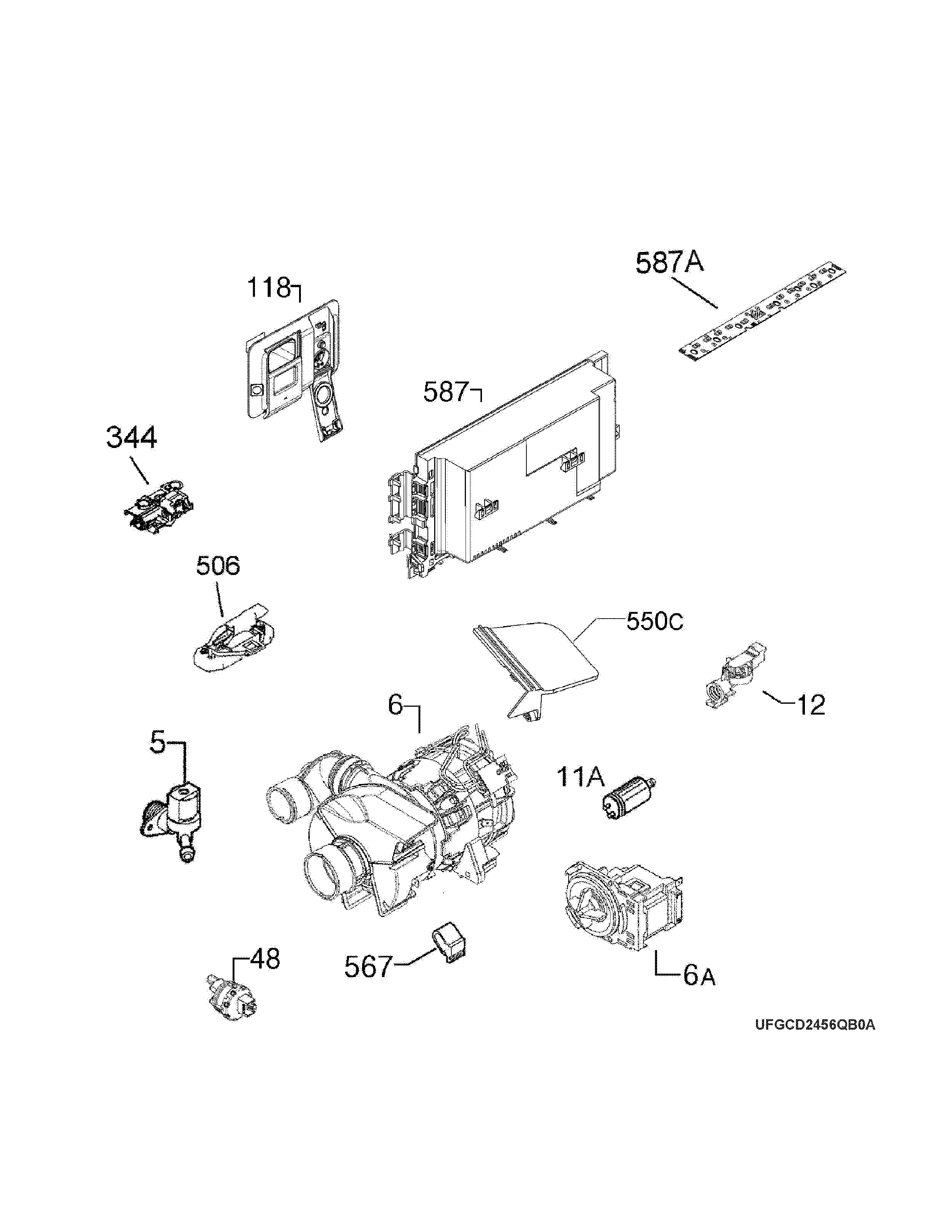 Frigidaire FGCD2456QB0A electrical parts diagram
