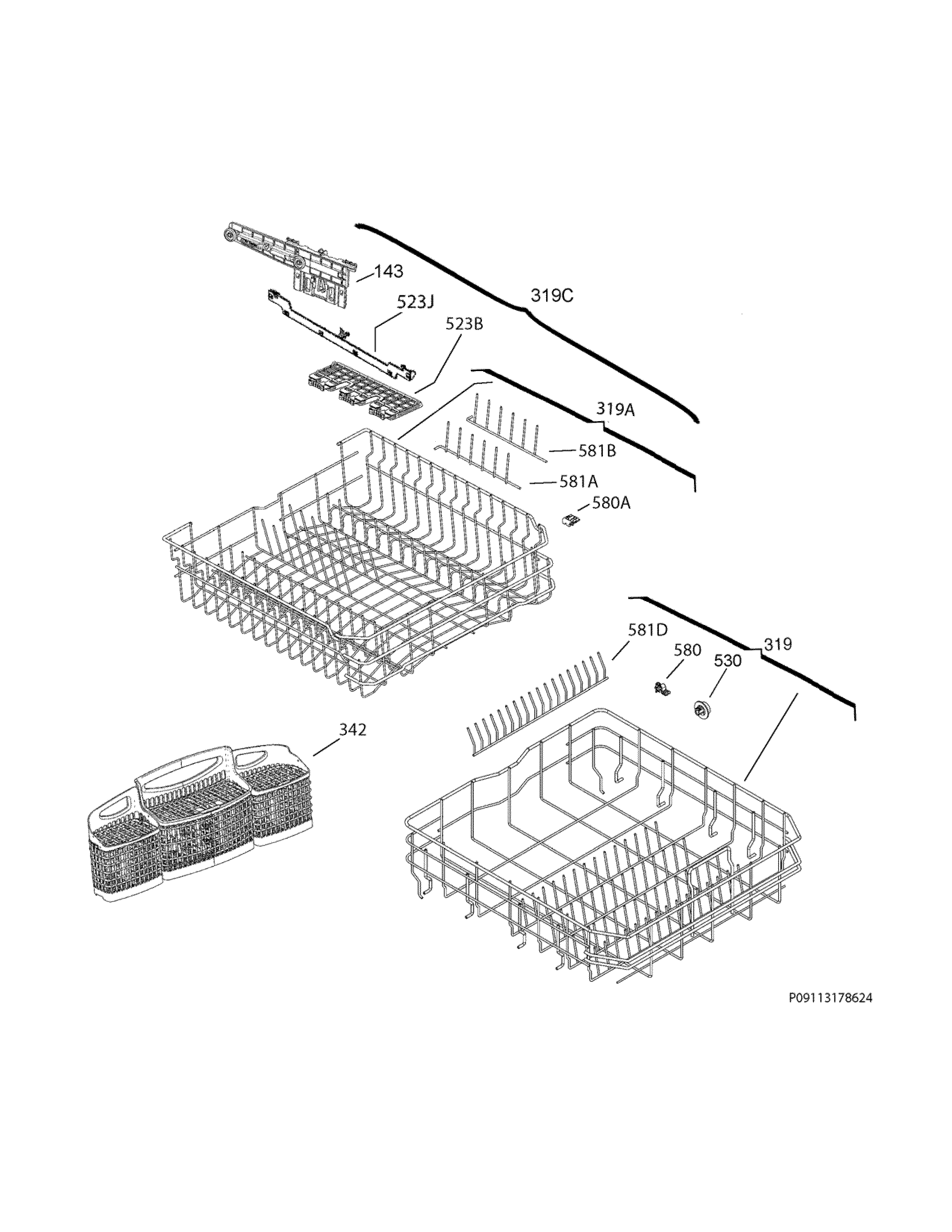 Frigidaire FGCD2456QB0A racks diagram