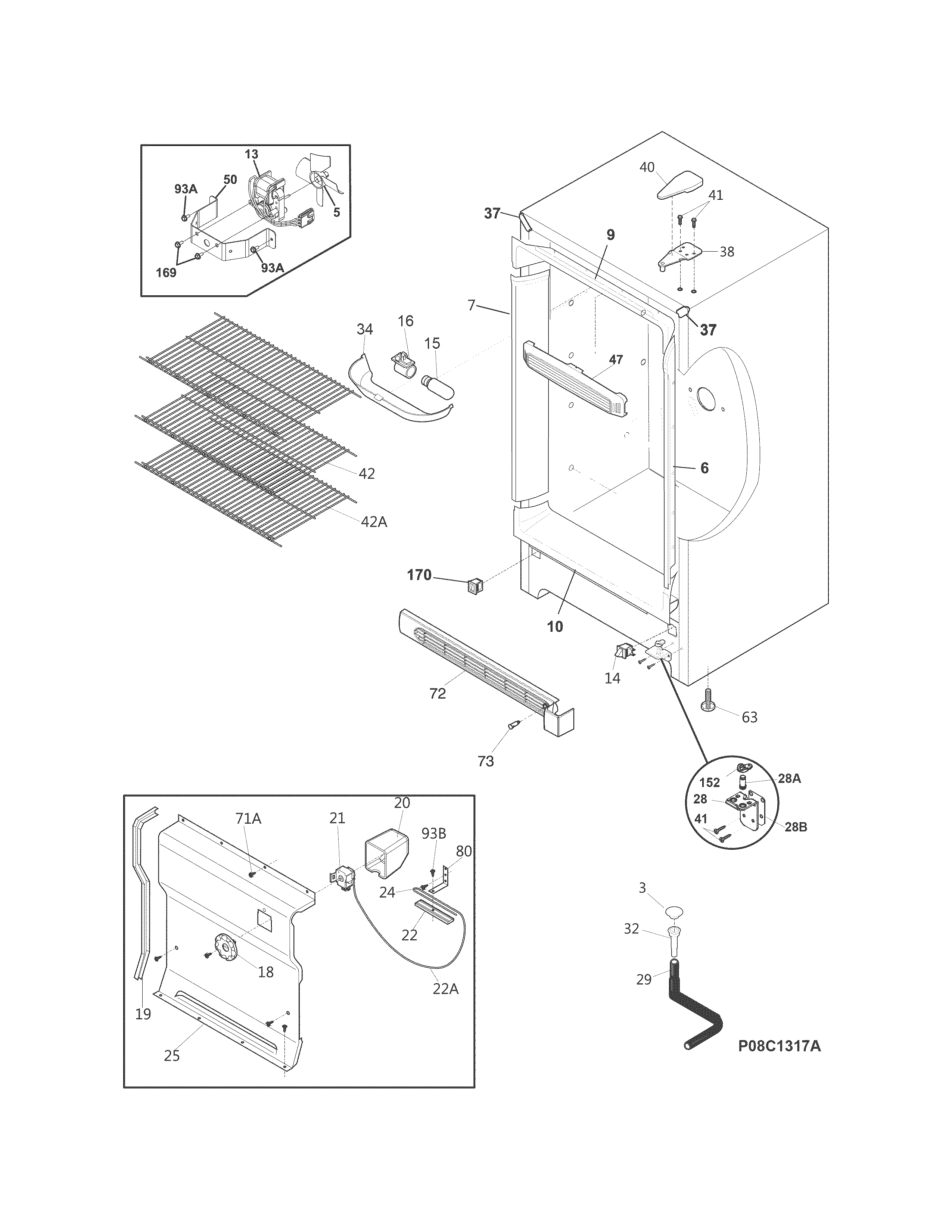 Frigidaire FFFU14F2QWG cabinet diagram