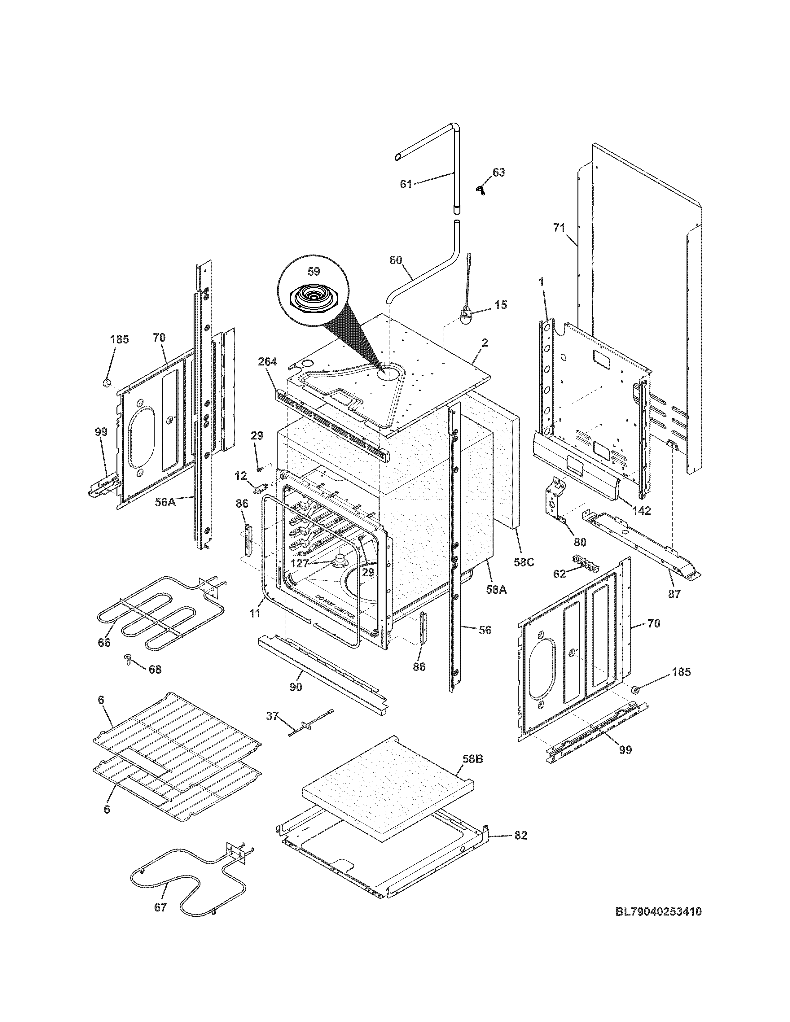 Kenmore 79040259410 lower oven diagram