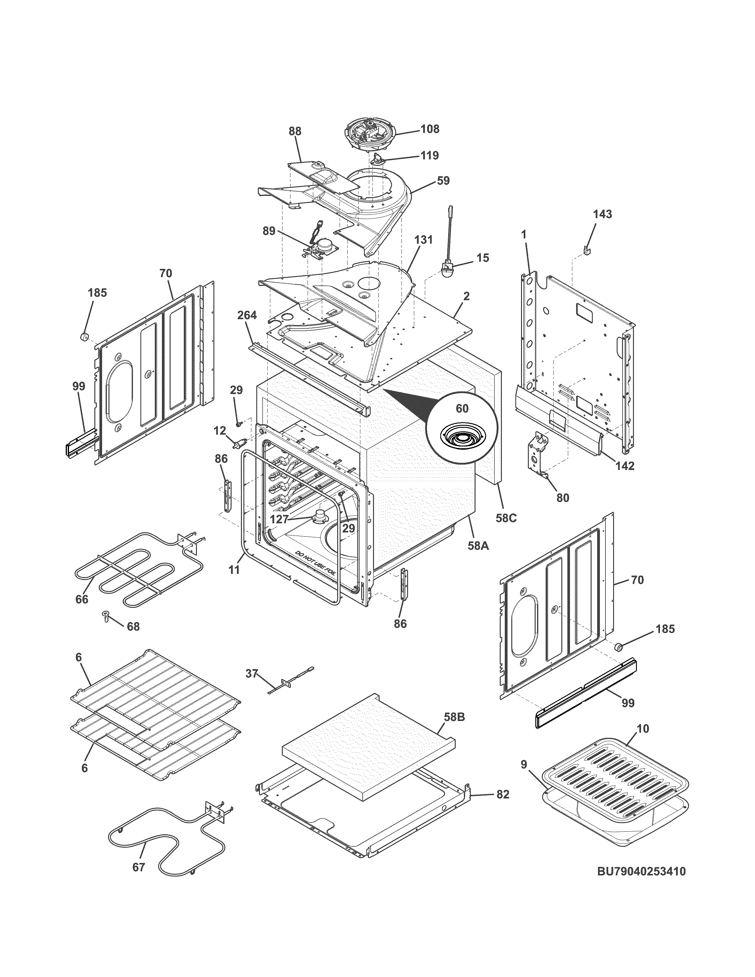 Kenmore 79040253410 upper oven diagram