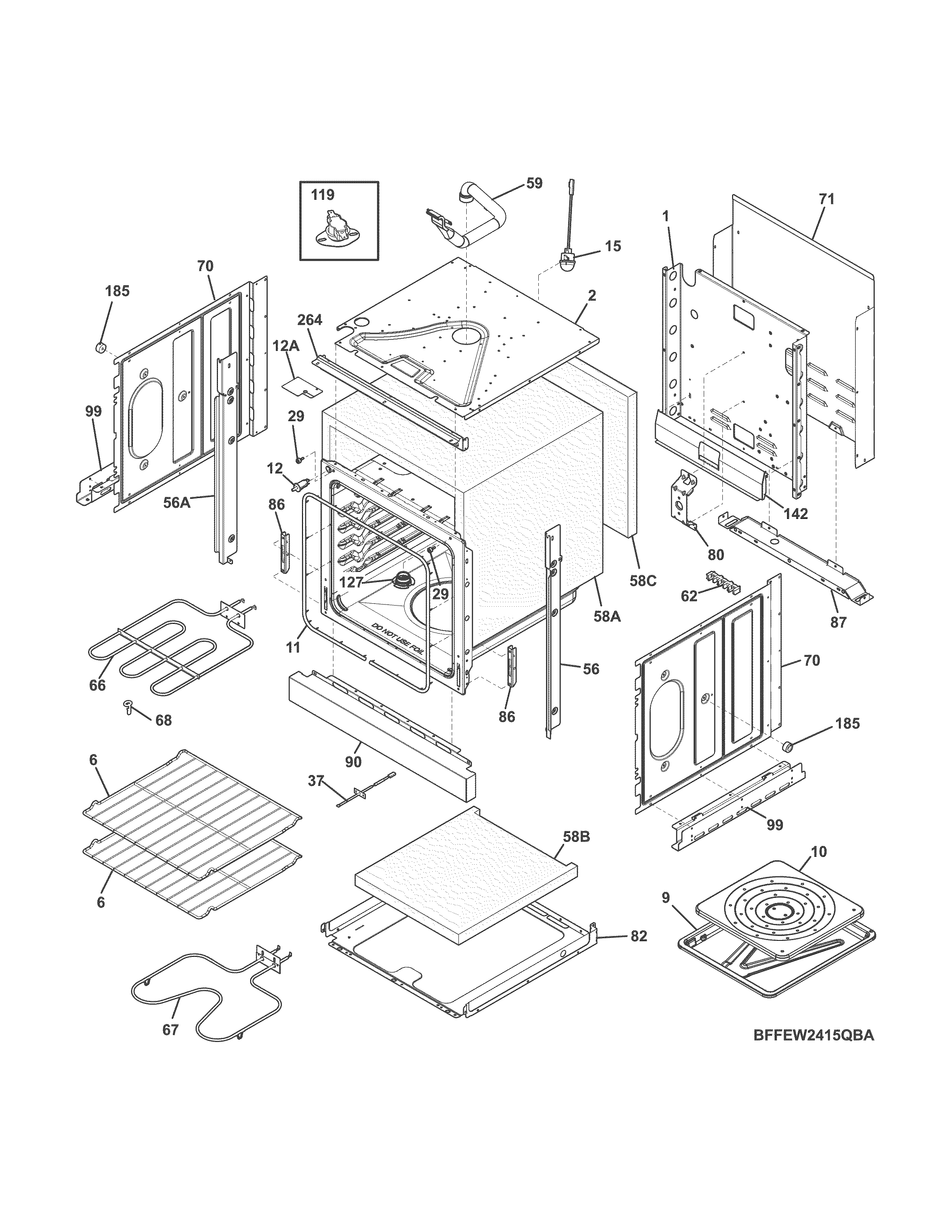 Frigidaire FFEW2415QBA body diagram